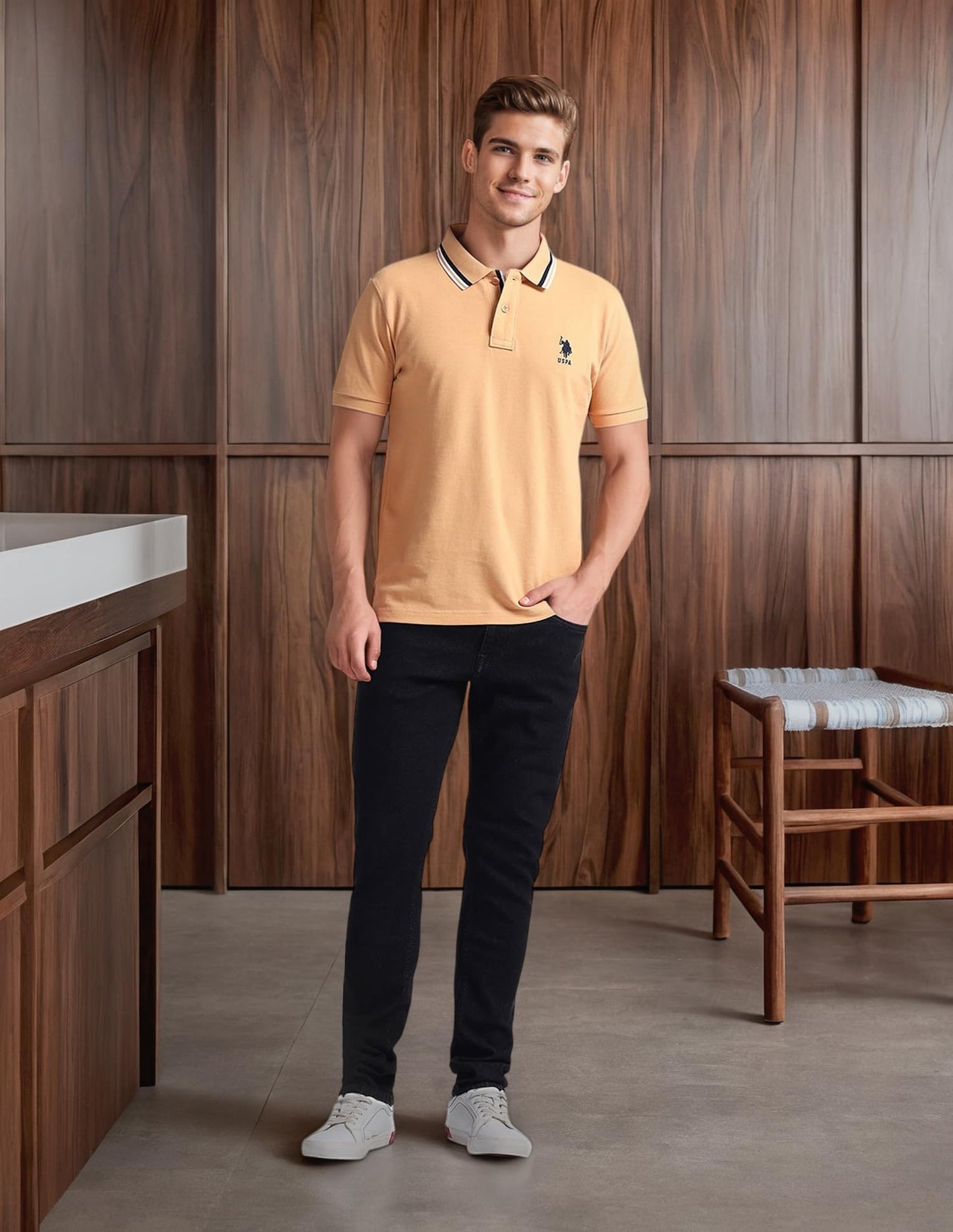 U.S. POLO ASSN. Men's Brandon Slim Tapered Fit Mid Rise Jeans (UDJENO1805_Black_32)