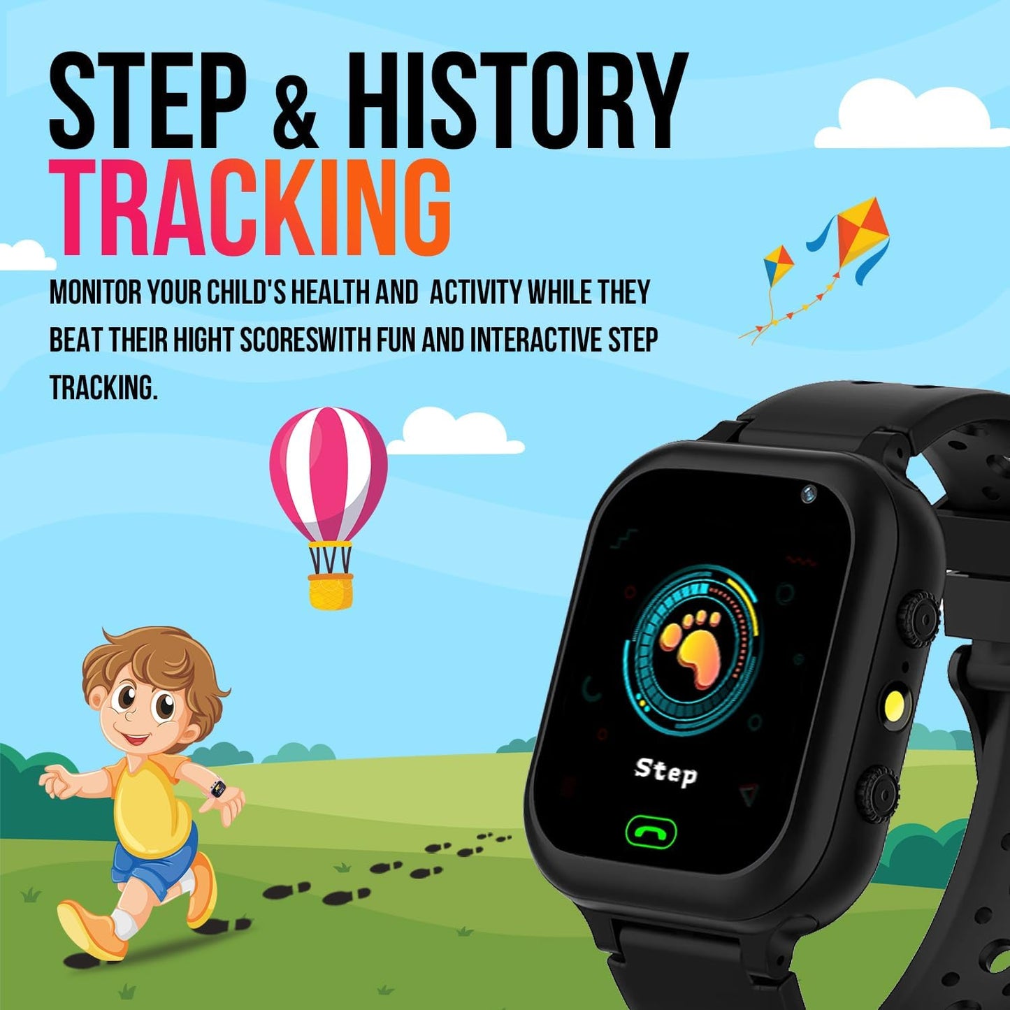 GameSir Q15 Kids Smart Watch 1.44" TFT Display 3G / 4G SIM Support, Learning & Gaming Apps, Gifting Watch, Water Rasistance, GPS Tracking, Smartwatch for Boys & Girls (Black)