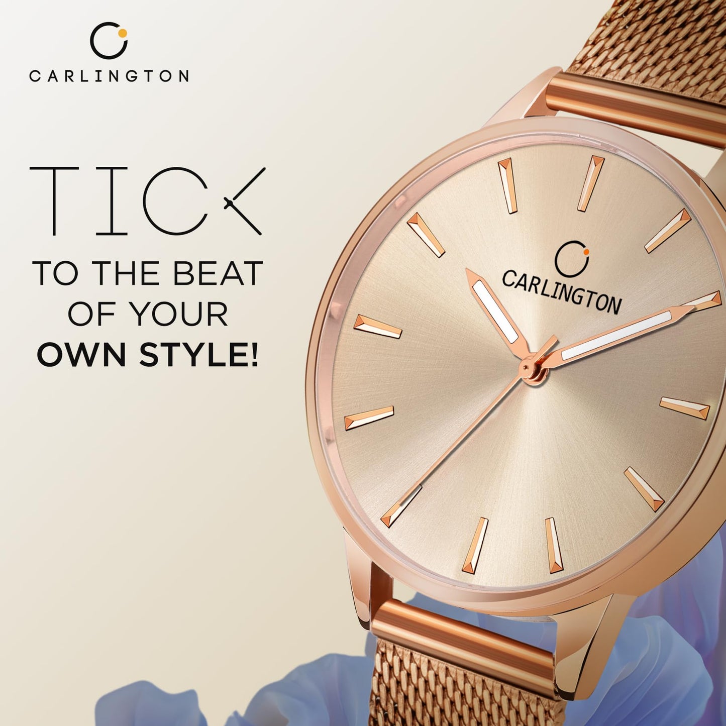 Carlington Womens Analog Ladies Wrist Watch With Mesh Strap - Ct 2007 Rose Gold