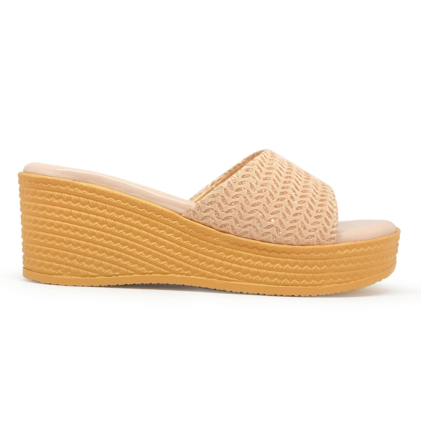 WFS Women’s Black 2.5 Inch Wedge Heel Slip-On Fashion Sandals – Shimmer Finish (Cream, UK Footwear Size System, Adult, Women, Numeric, Medium, 6)