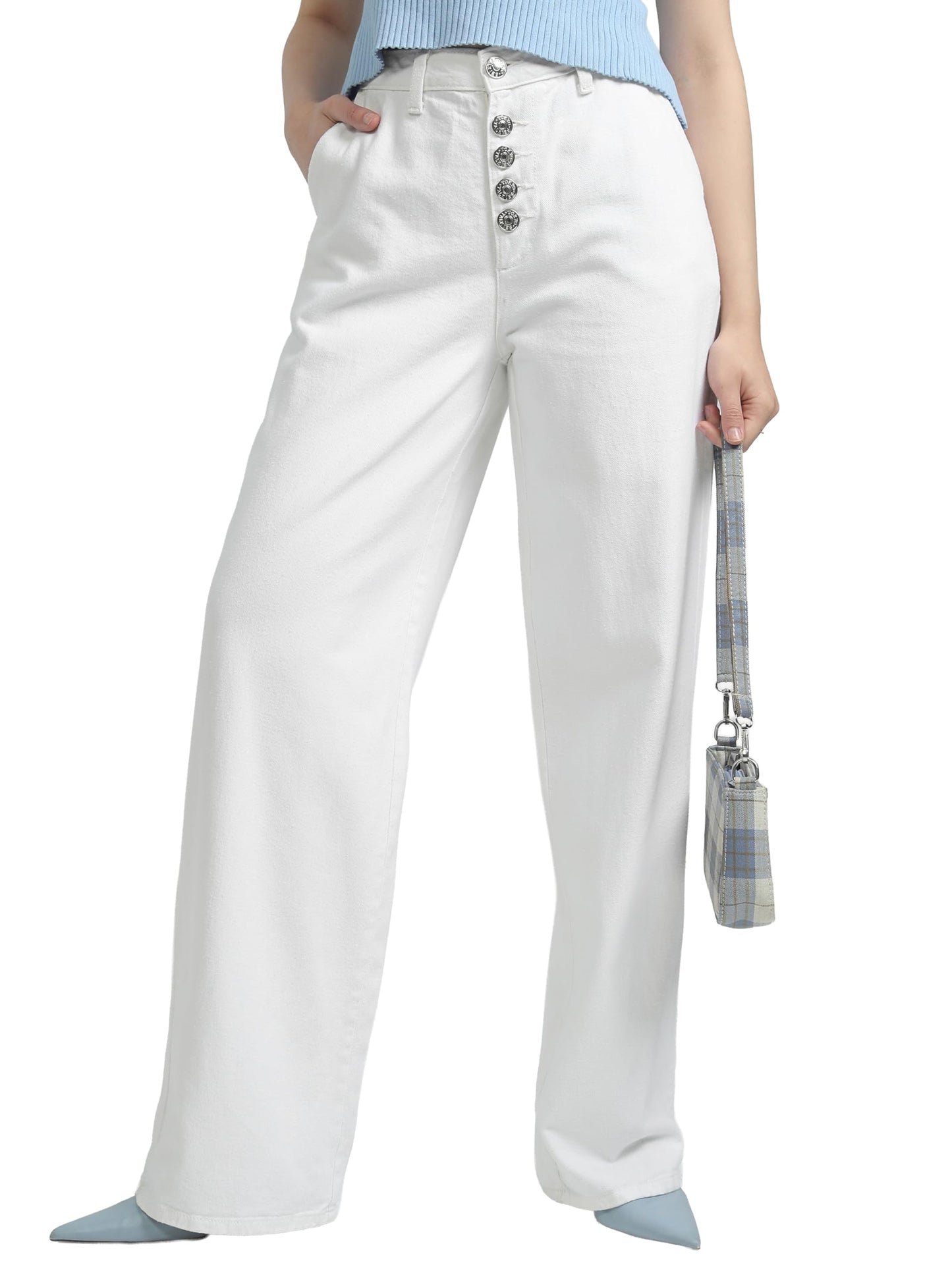 Tokyo Talkies Women High Rise FLA Fit Jeans White