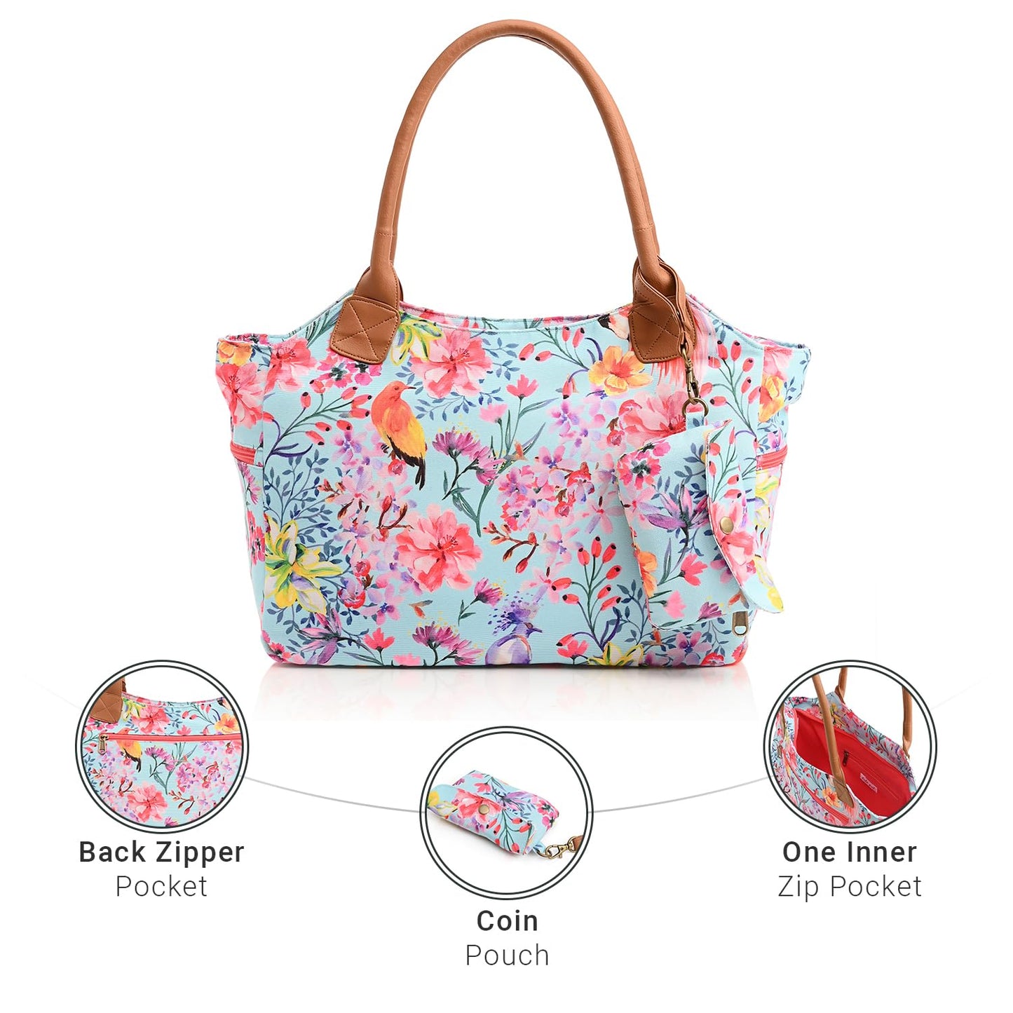 Boho Girl Summer Floral Printed Women Handbag | Top Handle Bag | Spacious Handbag For Women | Multiple Compartment | Ladies Handbag With Shoulder Straps | Ladies Purse Handbag (Multicolor)