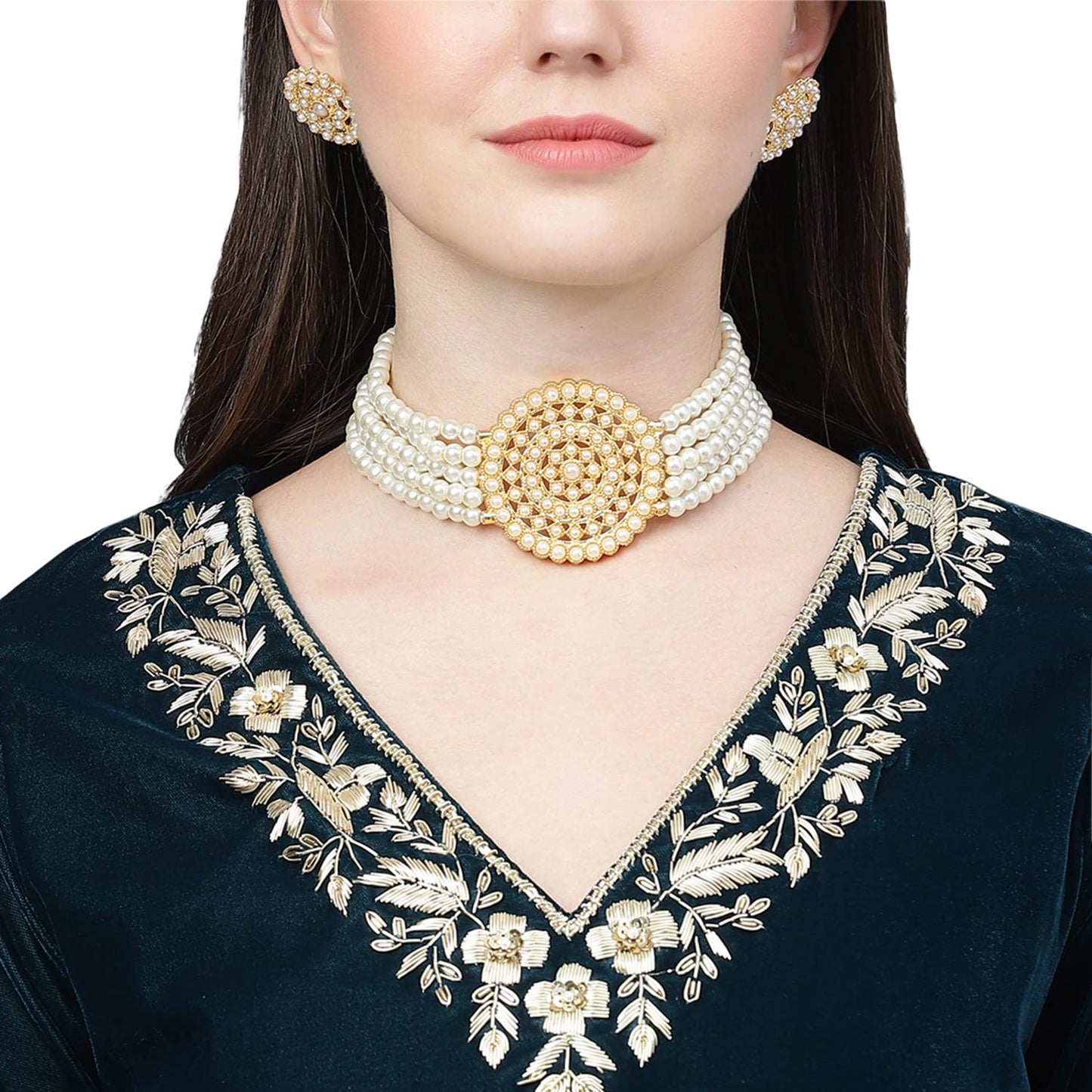 Divena Teal Green Valvet hand work Kurta pant With Organza Dupatta set