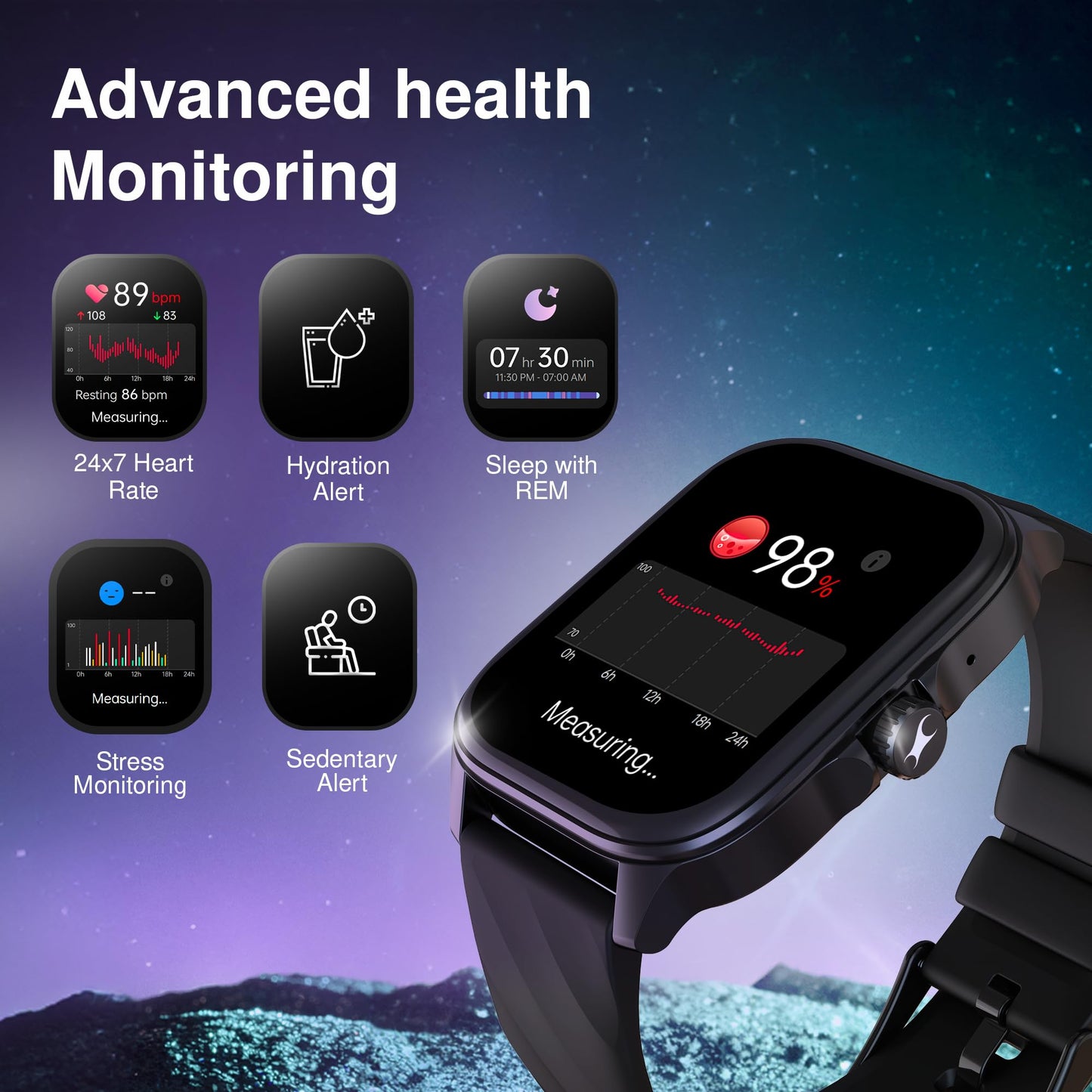 Fastrack Astor FS1 Pro Smart Watch, 1.97" AMOLED Display, Bluetooth Calling, 100+ Sports Modes, SpO2 & Heart Rate Monitoring, Women's Health, IP68, Up to 5 Days Battery, Functional Crown (Black)