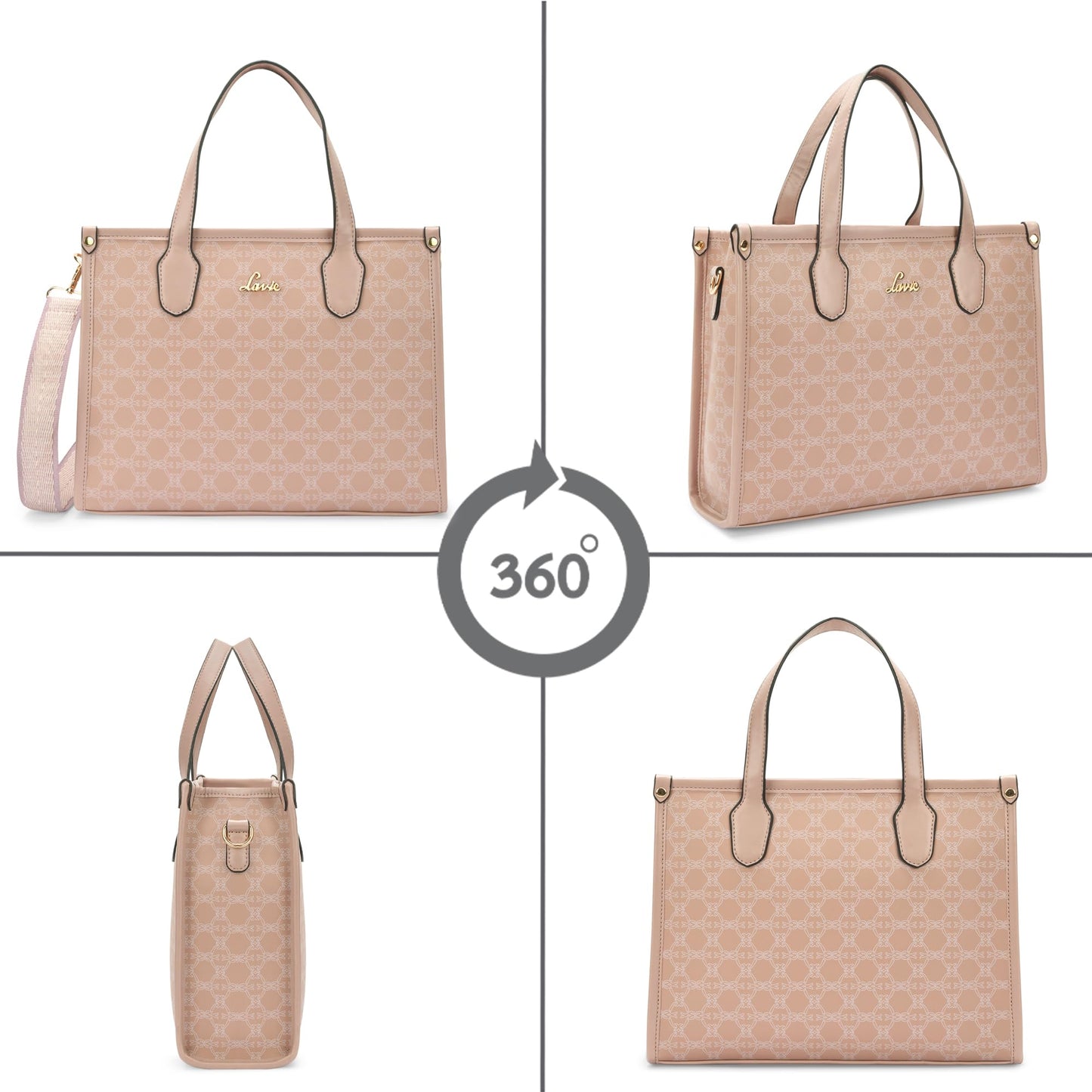 Lavie Women's Mono Kelissa Monogram Print Satchel Bag for Women | Satchel Handbag for Work | Ladies purse | Stylish Shoulder Bag | Gift for Women