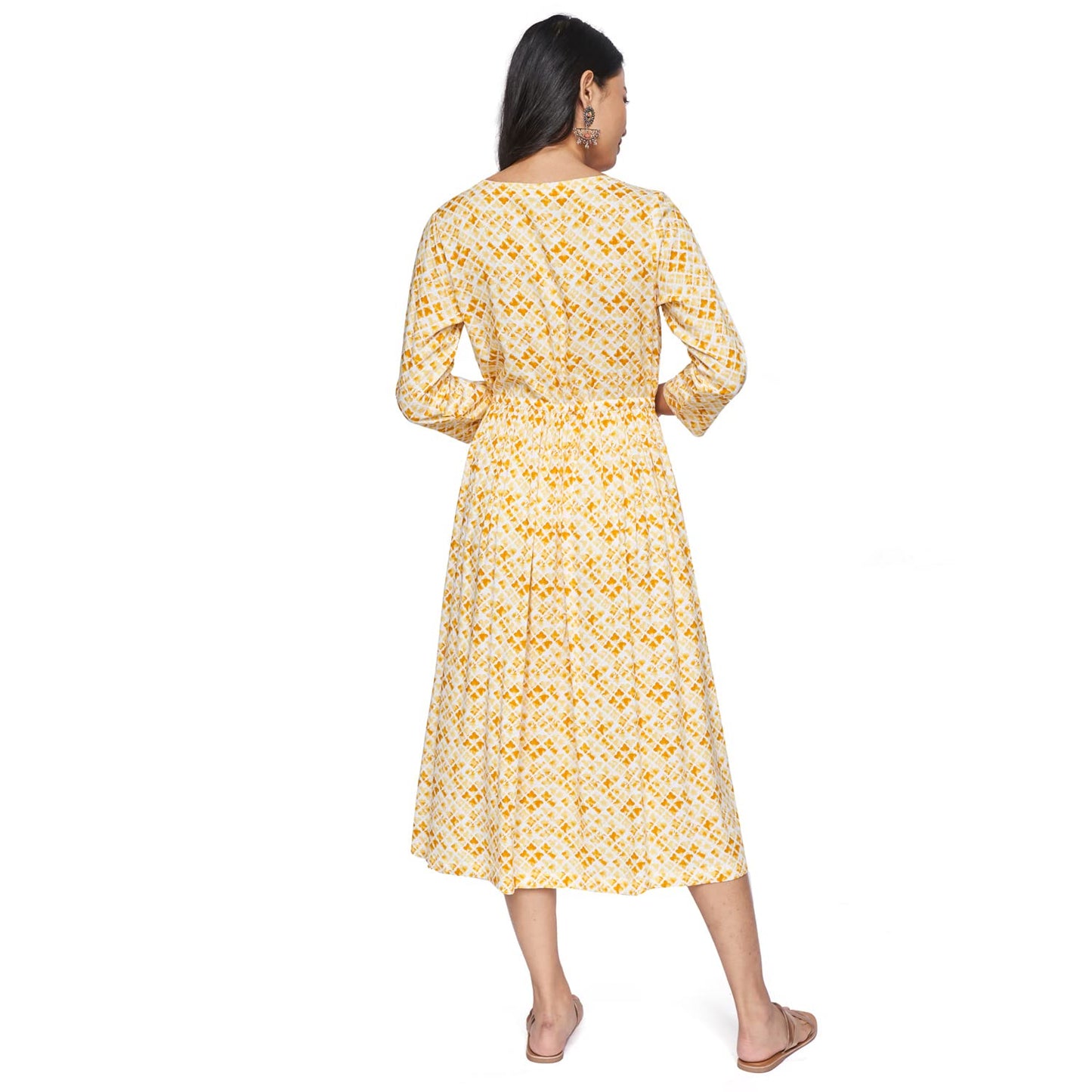 Global Desi Women's Viscose A-Line Mini Dress (SS22GH119DRRY_Yellow_XS)