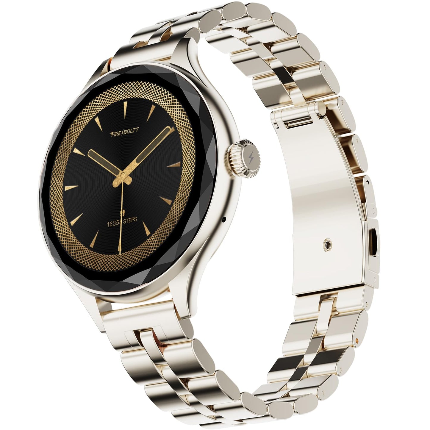 Fire-Boltt Phoenix Aura Women Smart Watch with 1.26” Diamond-Cut HD Display, Rotating Crown, Wireless Charging, Bluetooth Calling, Voice Assistant, 120+ Sports Modes - Silk Champagne