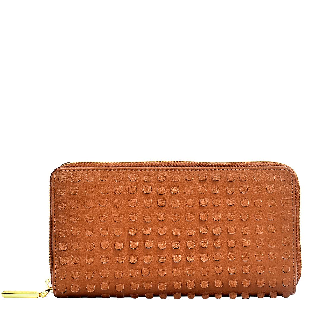 eske - Zip Around Wallet - Genuine Leather - Holds Cards, Coins and Bills - Compact Design - Pockets for Everyday Use - Travel Friendly - Water Resistant - for Women (Cognac)