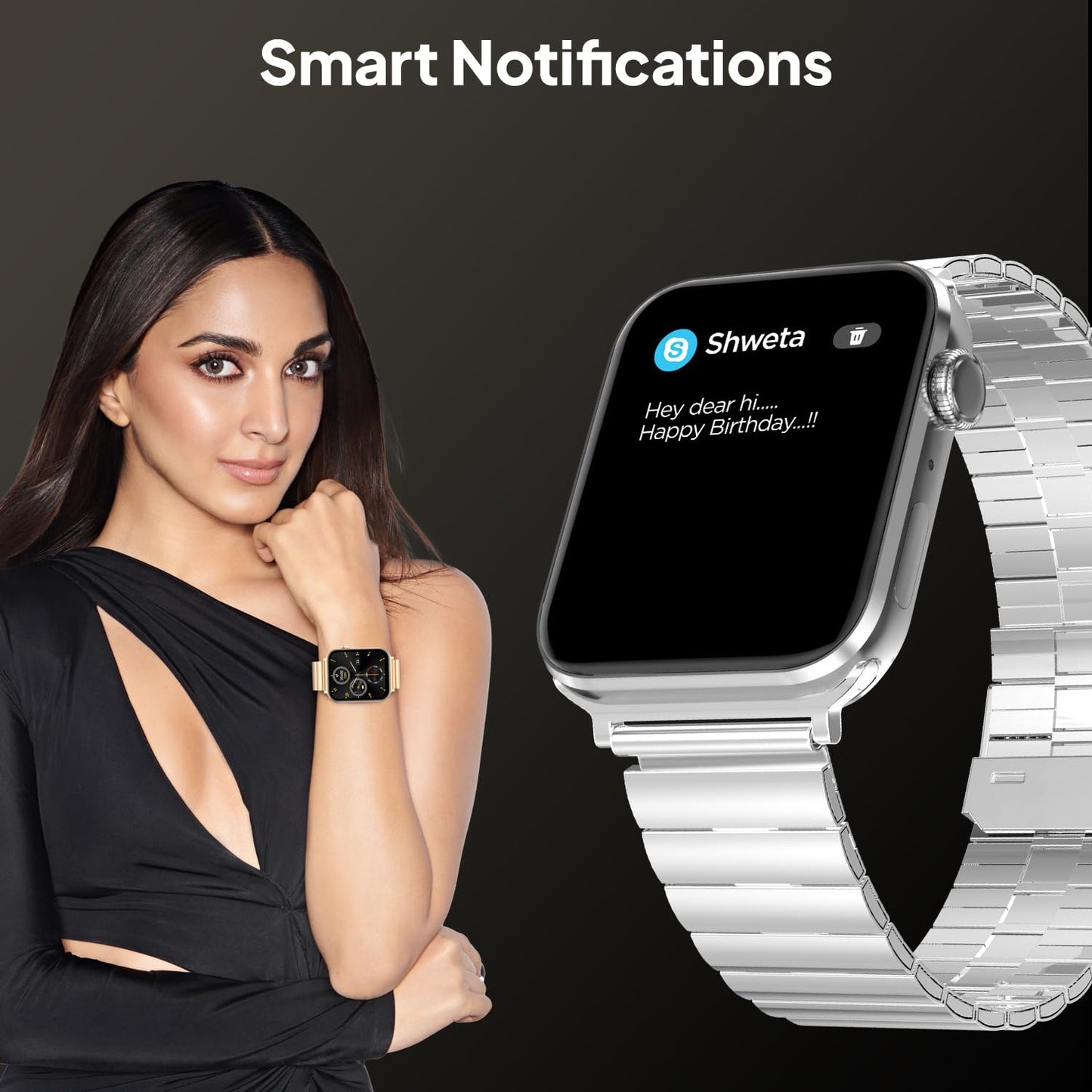 Fire-Boltt Visionary Ultra 1.78" AMOLED, Stainless Steel Luxury Smart Watch with Extra Silicone Strap for Casual Look, Bluetooth Calling with Rotating Crown, 100+ Sports Mode, TWS Connection (Silver)