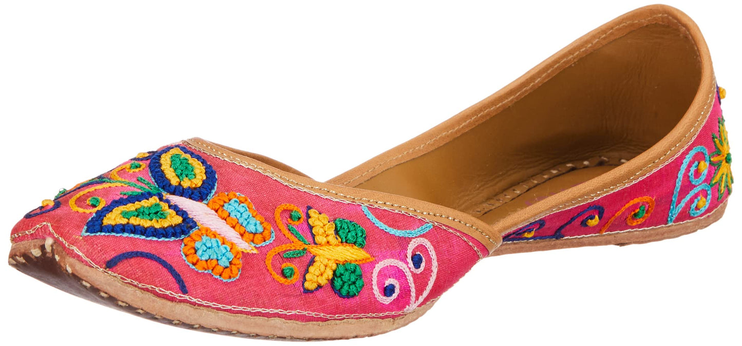 Mochi Womens Synthetic Pink Mojaris (Size (6 UK (39 EU))