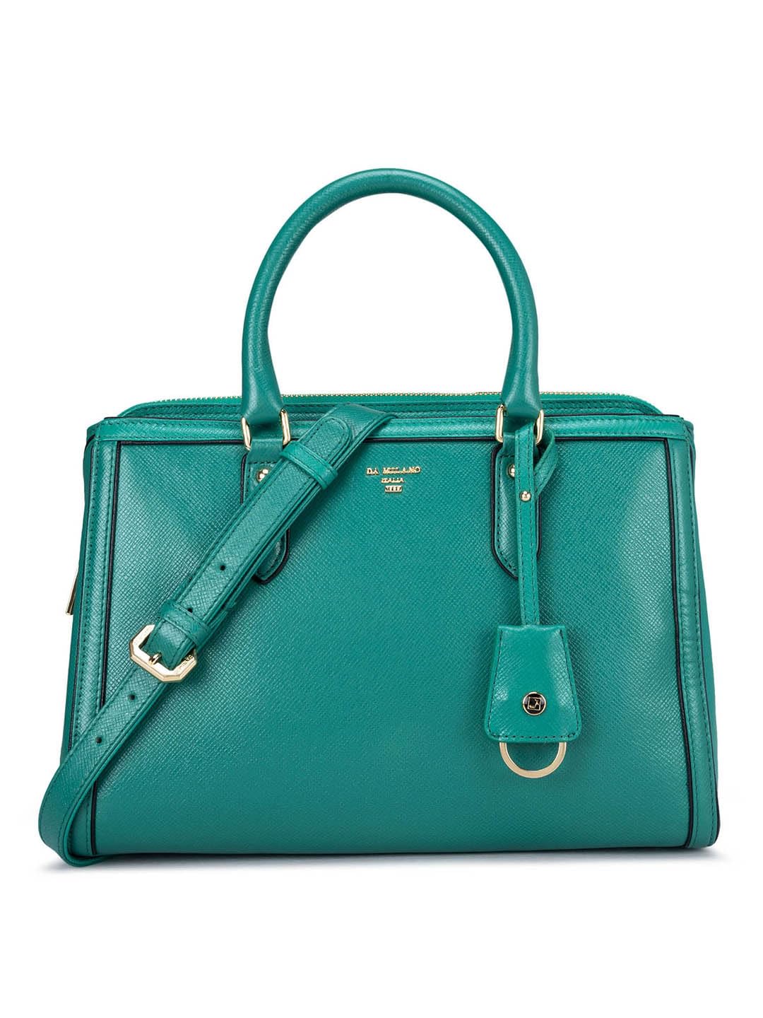 Da Milano Genuine Leather Green Satchel Bag (01033) (Medium)