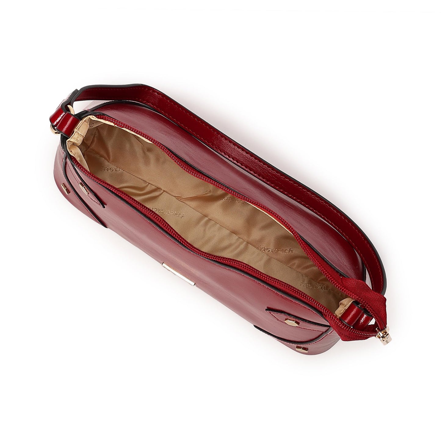 Fastrack Women's Stud Detail Shoulder Bag with Top Zip Closure | Trendy Stitching and Metal Stud Accents, Inner Zip and Slip Pockets | Comfortable Shoulder Strap | Trendy Women's Handbags