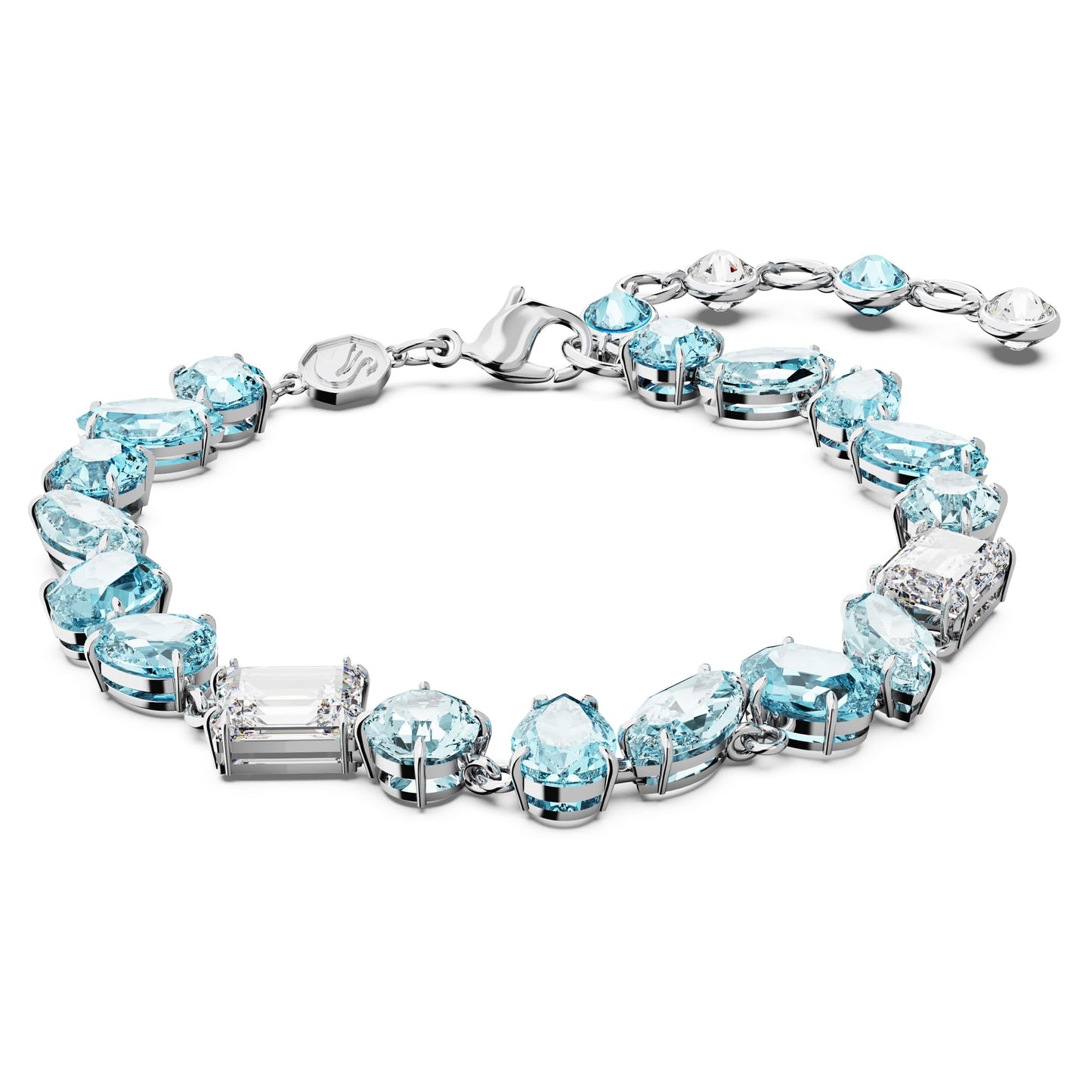 Swarovski Gema bracelet, Mixed cuts, Blue, Rhodium plated