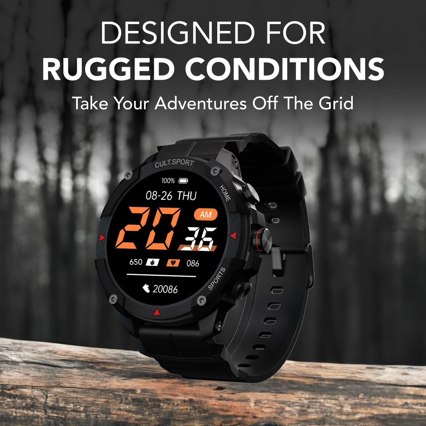 (Refurbished) Cultsport Ranger XR 1.43" AMOLED Smartwatch, Outdoor Rugged Smartwatch for Men, 850 NITS, Always On Display, Bluetooth Calling, 420mAh Battery, Sports Recognition, Health Tracking, Round Digital Watch