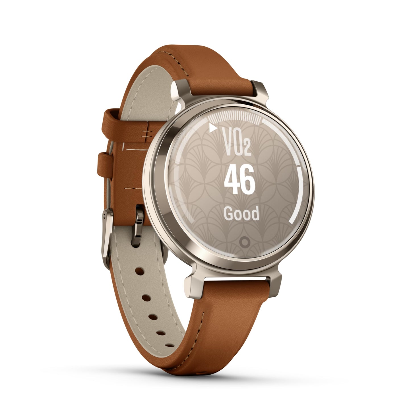 Garmin Lily 2, Small and Stylish Smartwatch, Hidden Display, Patterned Lens, Up to 5 Days Battery Life, Tan