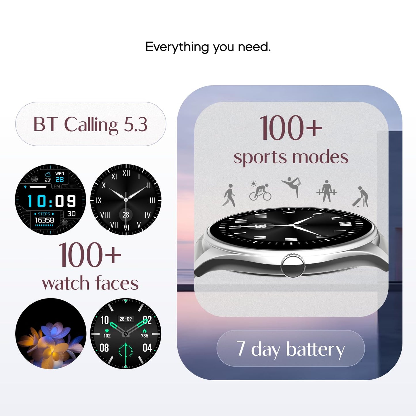 Noise Twist 2 Smart Watch with 1.43” AMOLED Screen, AI Search & Voice Assistant, Bluetooth Calling, Stainless Steel Back, 7-Day Battery, 100+ Watch Faces, Health Suite, IP68 (Deep Wine)