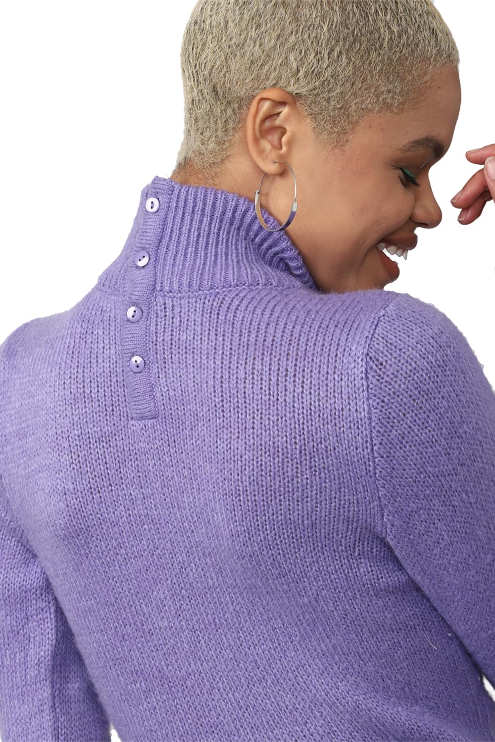 FOREVER 21 Women's Acrylic Turtle Neck Sweater (598146_Purple