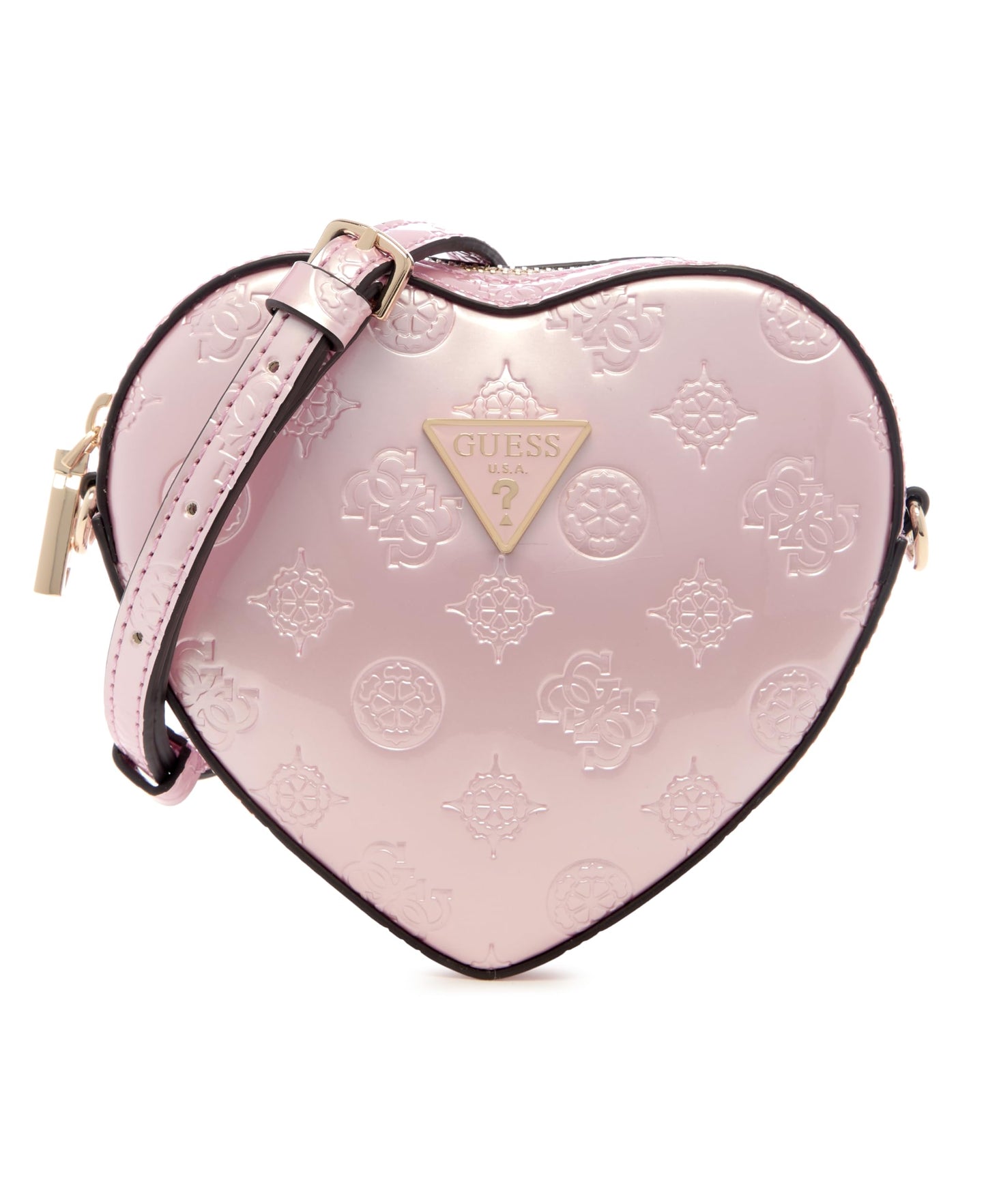 Guess Women Orchid Logo Textured Arnela Mini Heart Shape Crossbody Bag