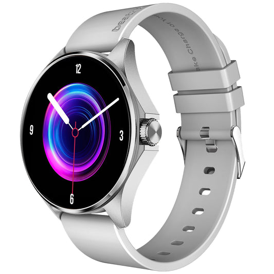 beatXP Nuke 1.32” Super AMOLED Display Bluetooth Calling Smart Watch, 466 * 466px, Metal Body, 500 Nits, 60Hz Refresh Rate, 100+ Sports Modes, 24/7 Health Tracking, IP67 (Silver)