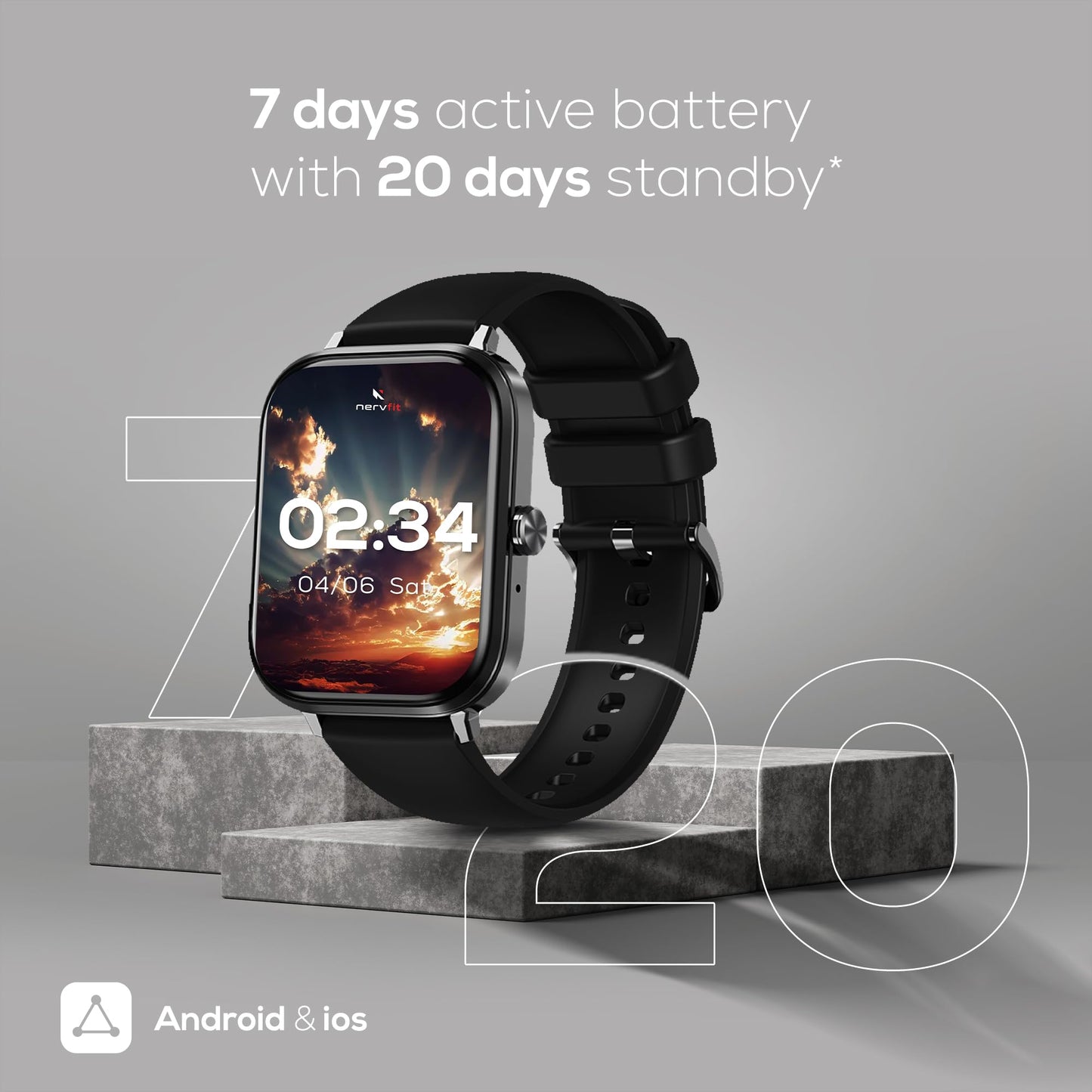 Nervfit Maverick 1.78" AMOLED Luxury Smart Watch with Always-On Display, Bluetooth Calling, AI Voice Assistant, IP68 Waterproof, Heart Rate & SpO2 Monitor, and 100+ Sports Modes