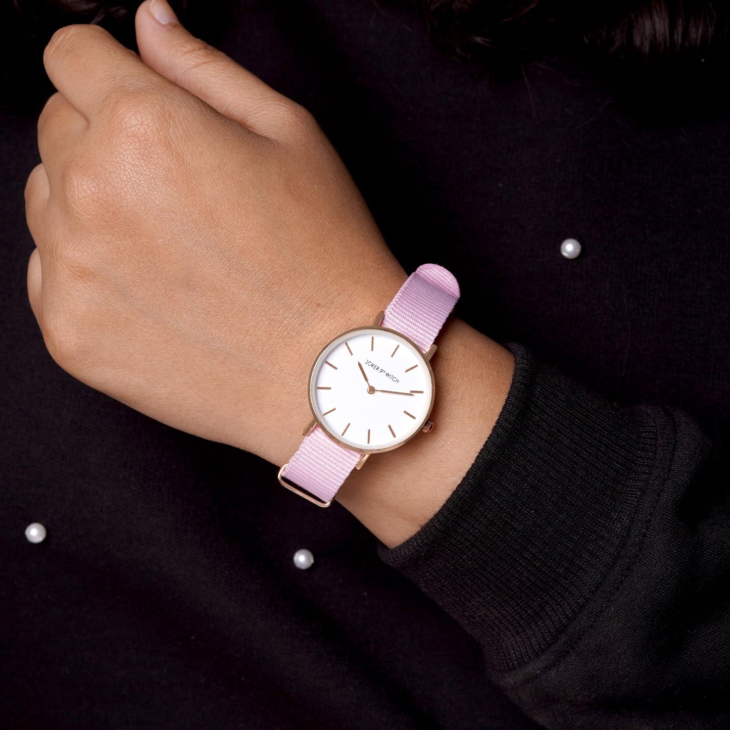 Joker & Witch Paris 32mm White Dial 14mm Pink Synthetic Strap Watch for Women
