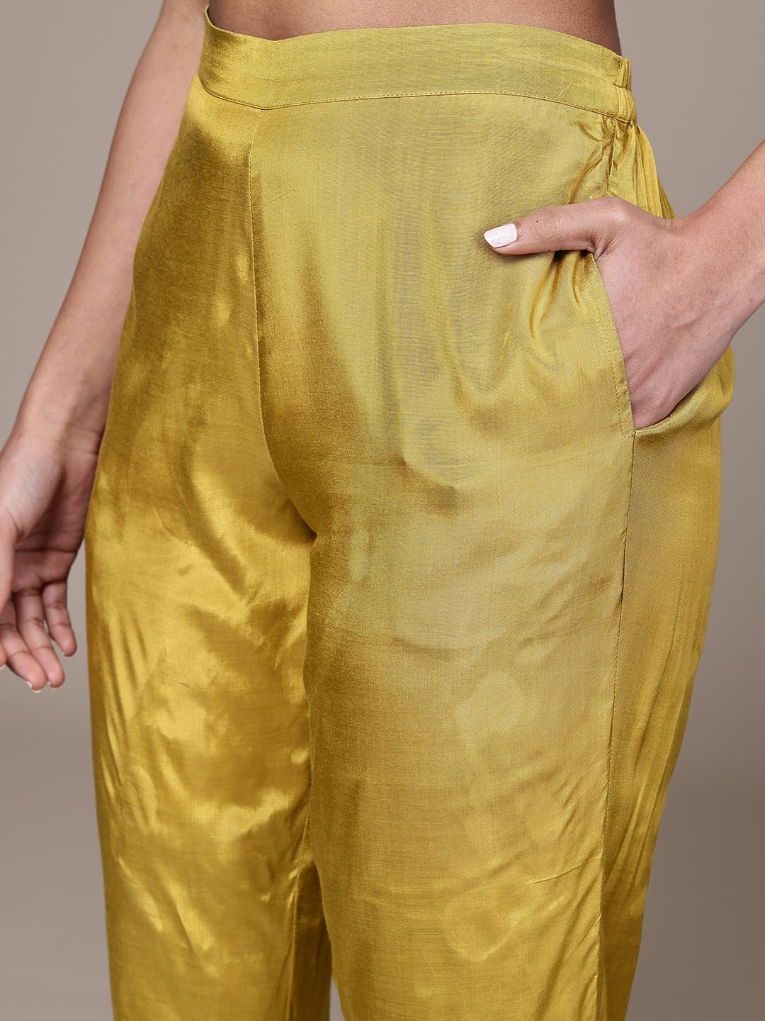Aarke Ritu Kumar Golden Swarman Festive Band Collar Kurti With Camisole And Pant Co-Ord Set