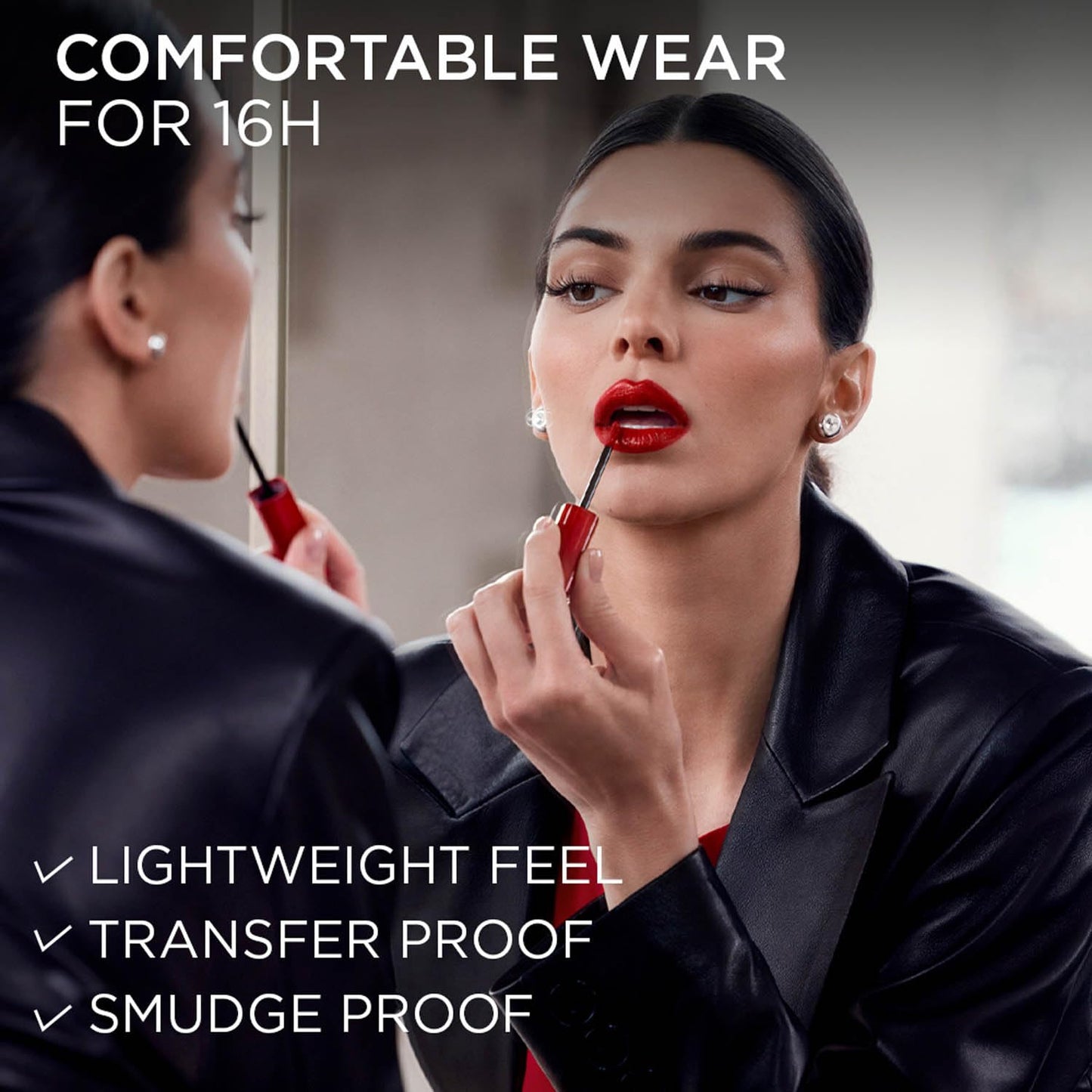 L'Oréal Paris Infallible Laque Resistance Lacquer-Like Shine Finish. 16H longwear lacquer lipstick. High-impact color, zero transfer - 225 Rouge Confidence, 4ml