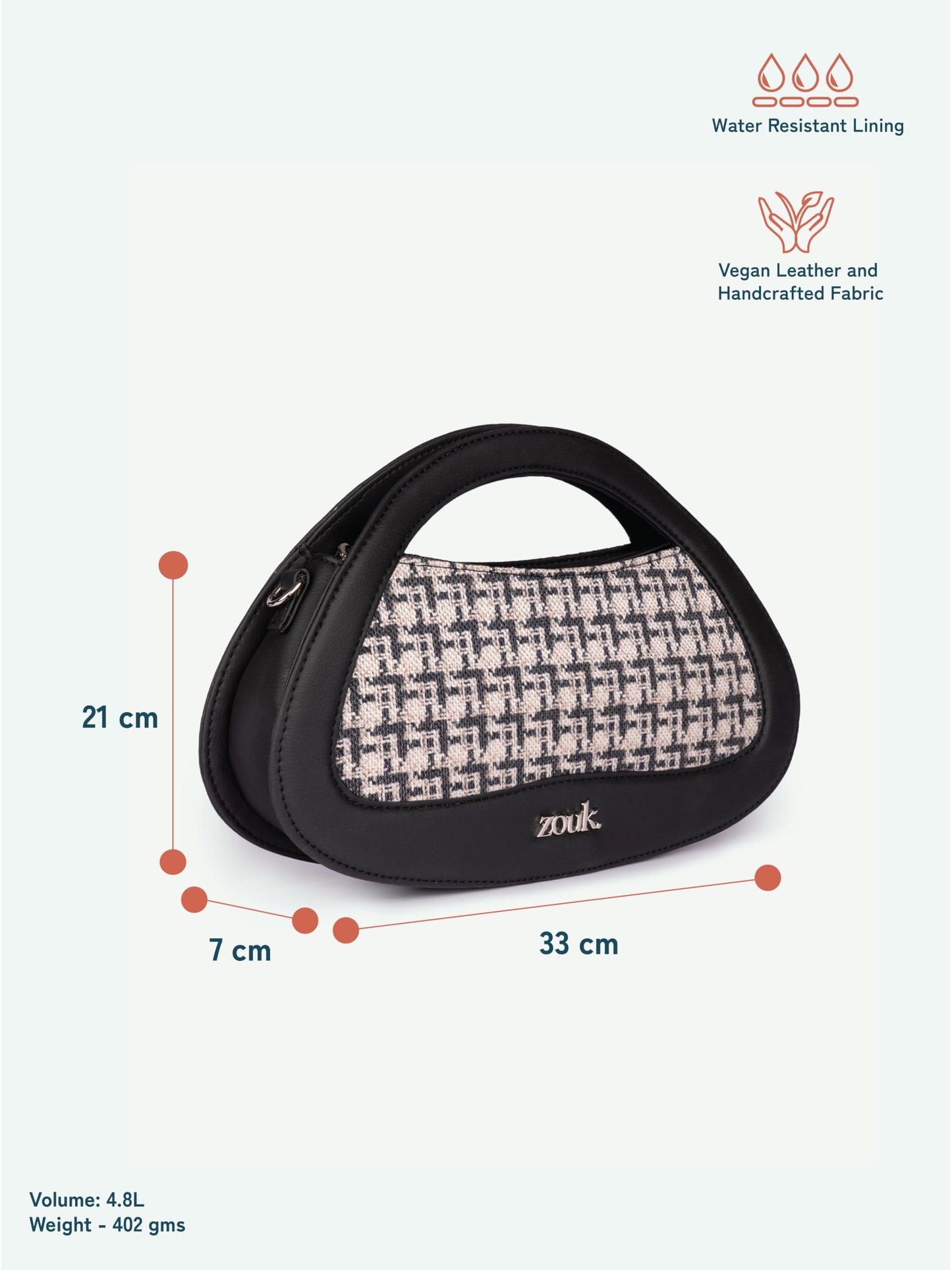 ZOUK Nadia Sling Bag for Women – Stylish Crossbody with Cutout Top Handle | Handcrafted Shoulder Bag with Multiple Pockets & Water-Resistant Lining | Formal & Casual Use | Carter Checks