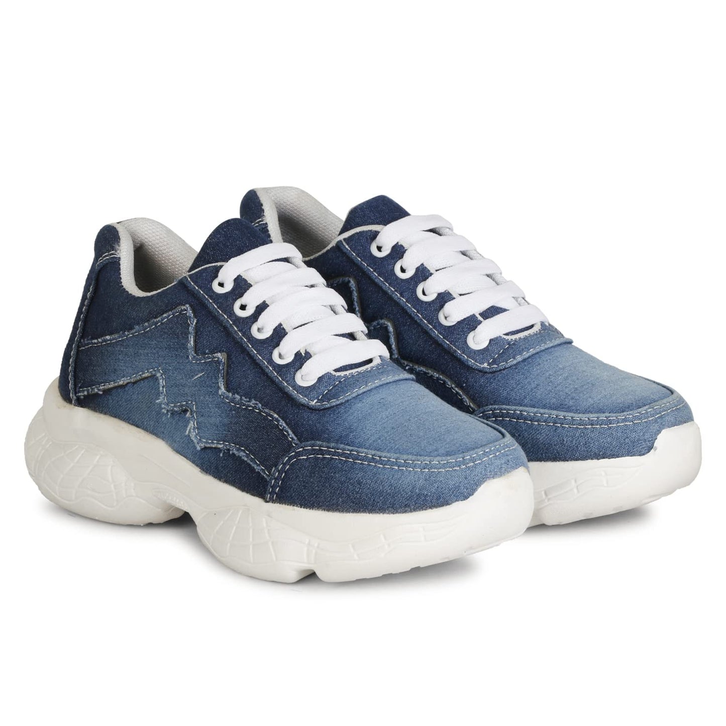 KRAFTER Girls Casual Chunky Walking Shoes for Women Dark-Blue-Dark-Blue-9021-36