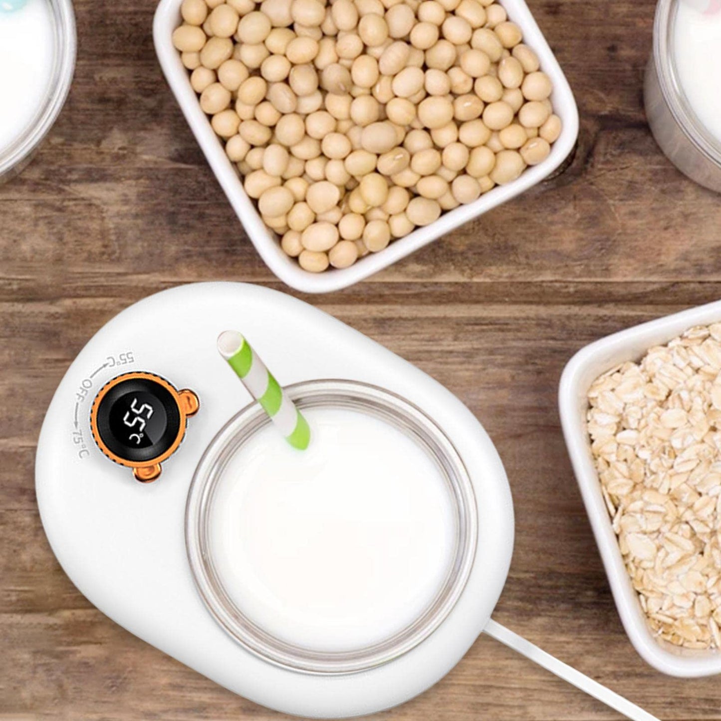 FABLOFTCoffee Mug Warmer Cup Heating Plate 2 Temparature Settings for Home Office White