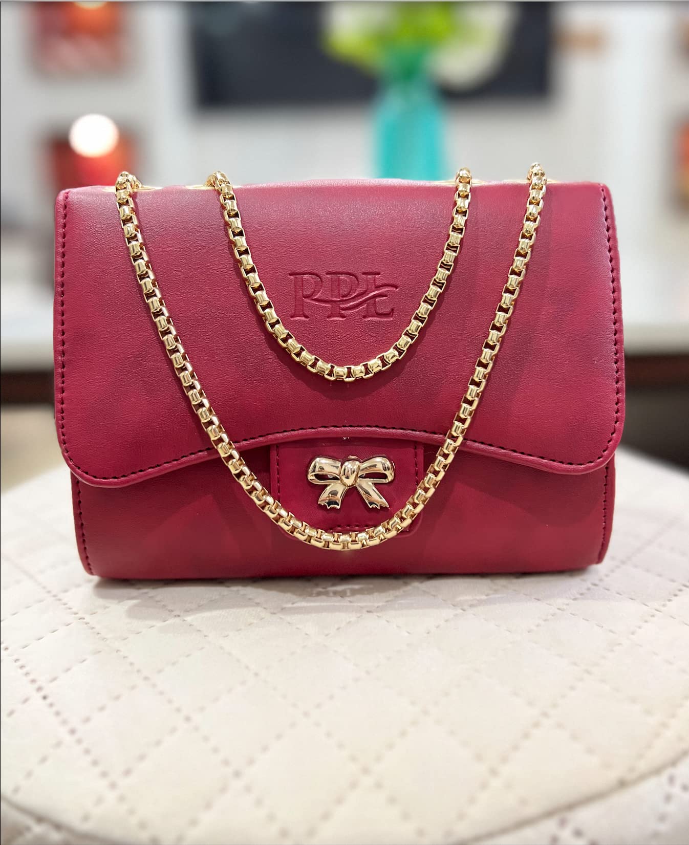 Pramadda Pure Luxury Gorgeous Red Women's Sling Crossbody Chain Purse Combo Set | Stylish Birthday Anniversary Gift Item For Girlfriend Wife | Unique Gift For Girlfriend love special.
