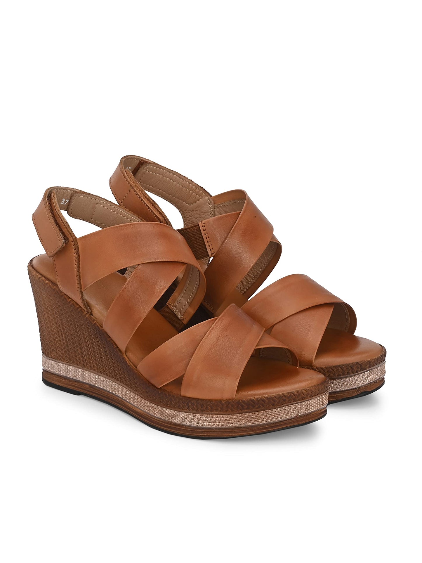 Delize Light Leather - Tan leather and multi coloured jute women cross strap Sandal,64252 41