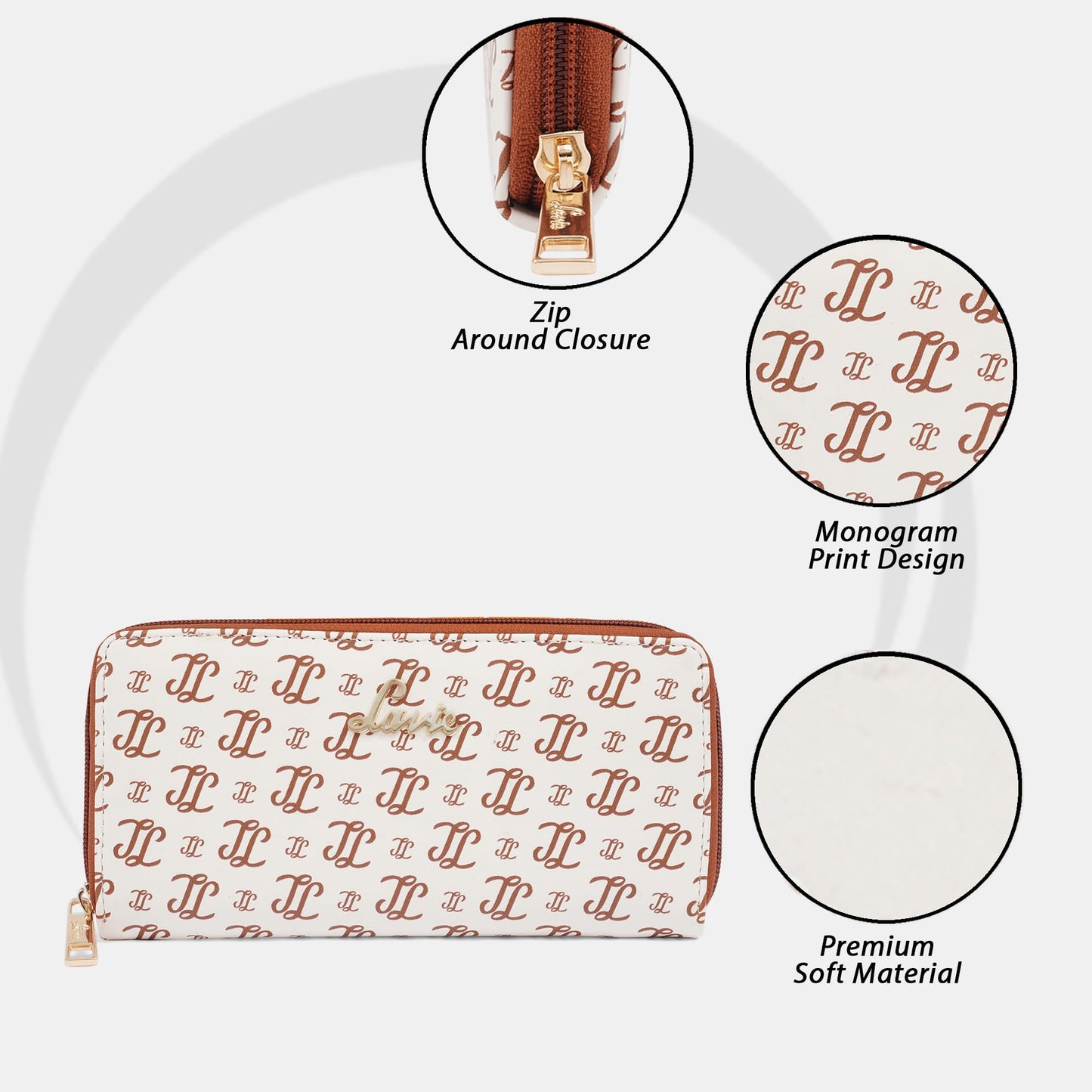 Lavie Women's Sacy Monogram LL Print Large Zip around Wallet | Ladies Purse Handbags