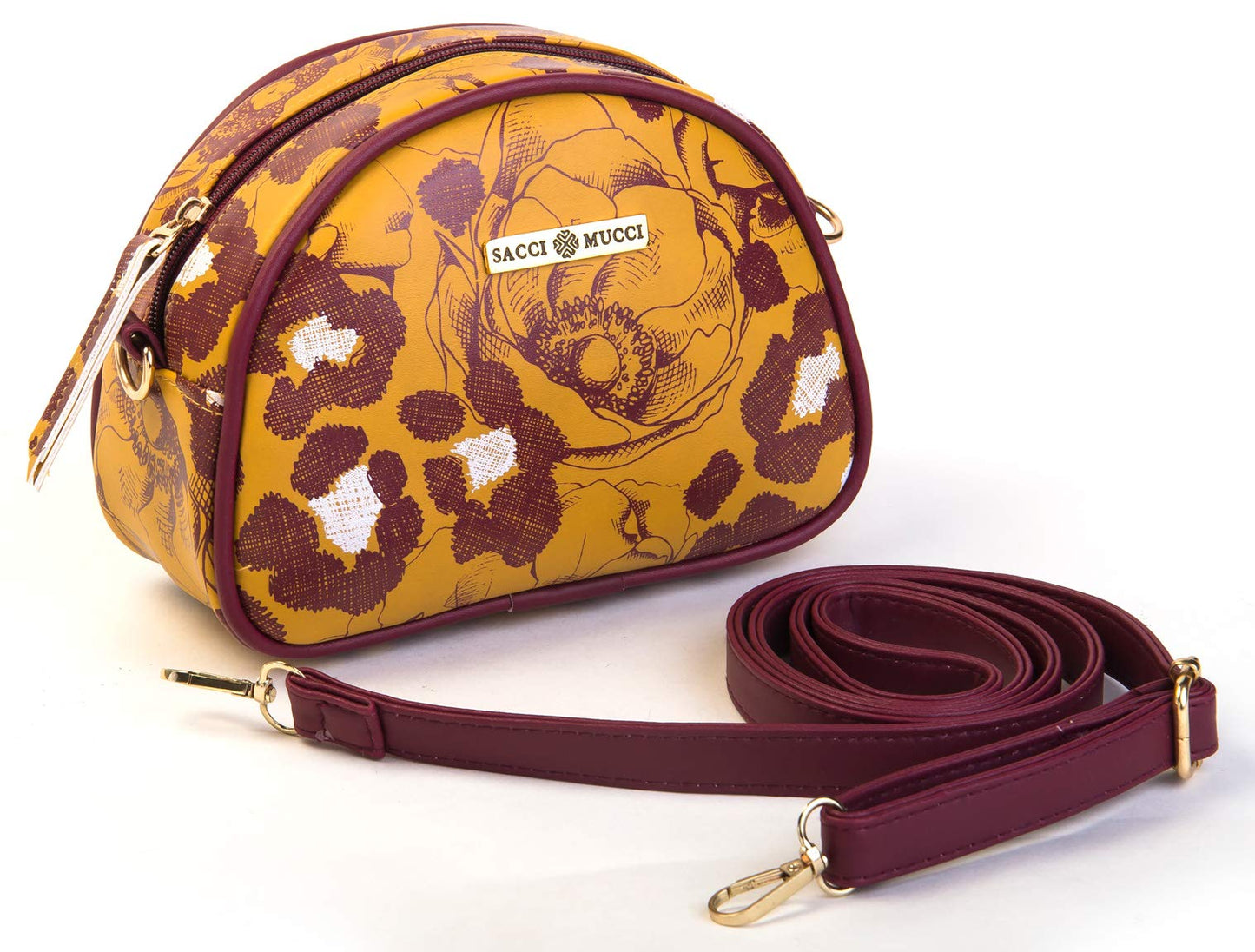 SACCI MUCCI Women's Sling Bag or Women's Cross-body Bags - Anemone Leopard (Mustered)