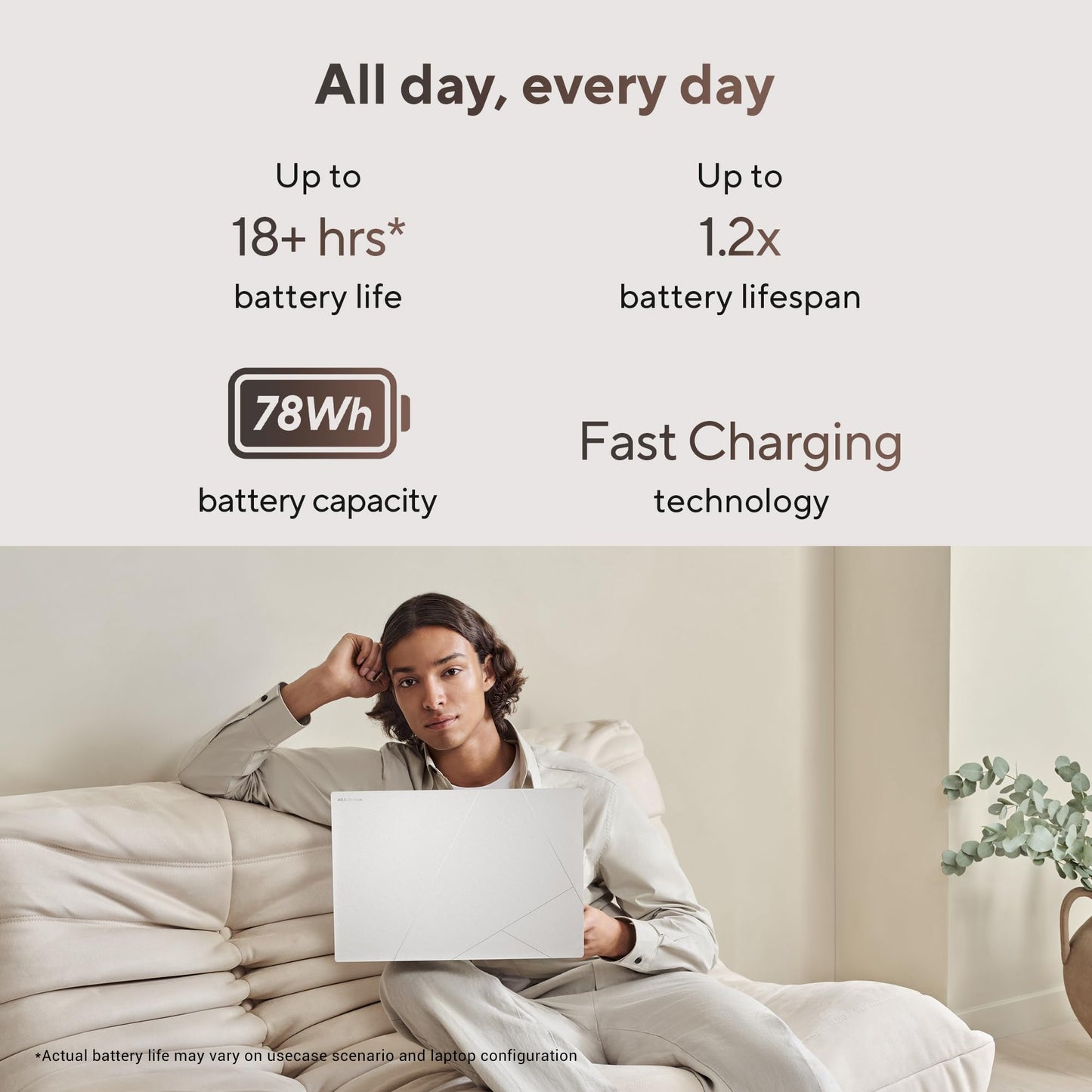 ASUS Zenbook S16, AMD Ryzen AI 7 Octa Core 350, 24GB,1TB,16" Touch Screen, 3K OLED, Windows 11,M365 Basic(1Yr)*,Office24,Scandinavian White,1.5 Kg,UM5606KA-RJ108WS,Next-Gen AI Laptop,Copilot+