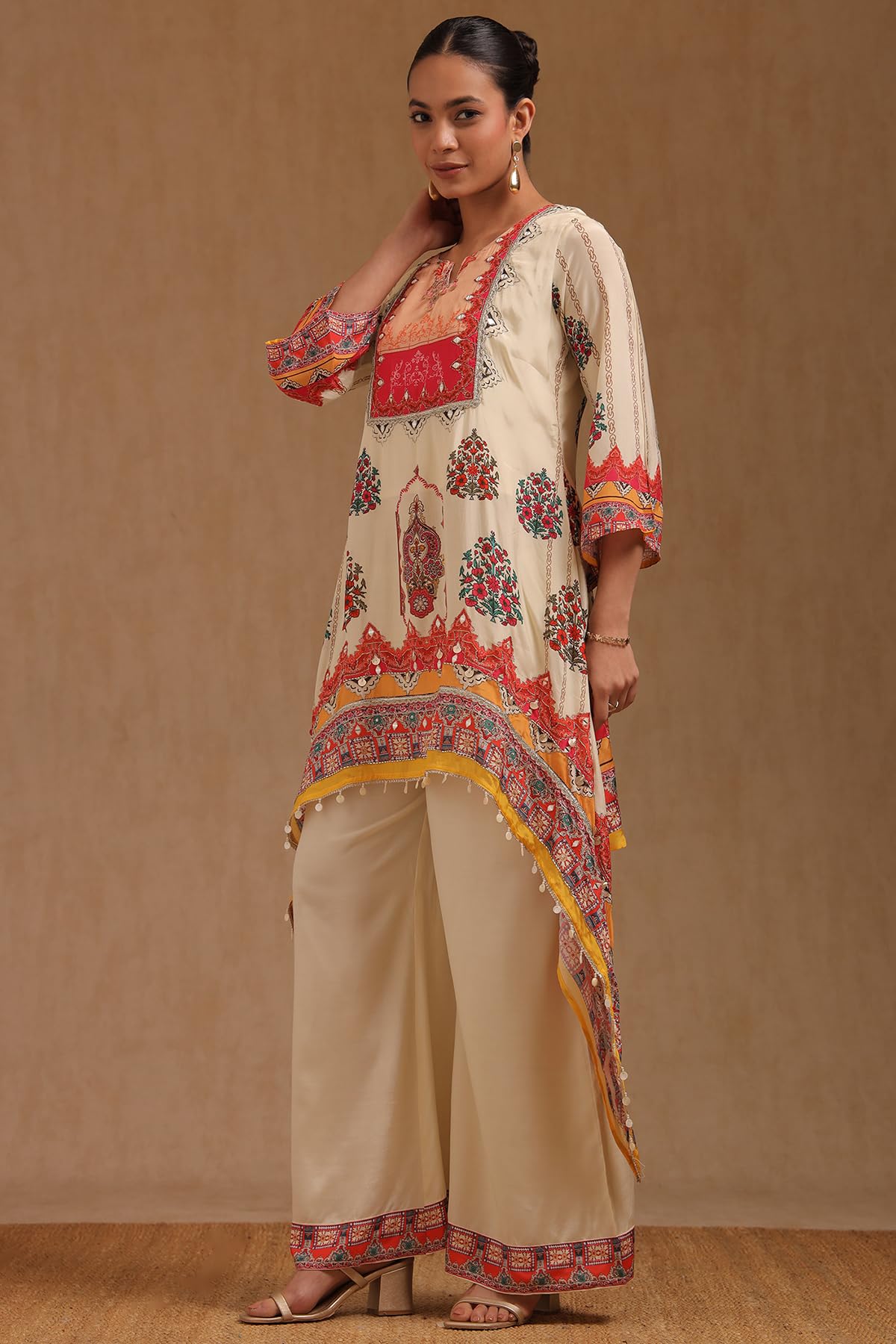 Soch Womens Muslin Ethnic Motifs Co-Ord Set With Mirror Work