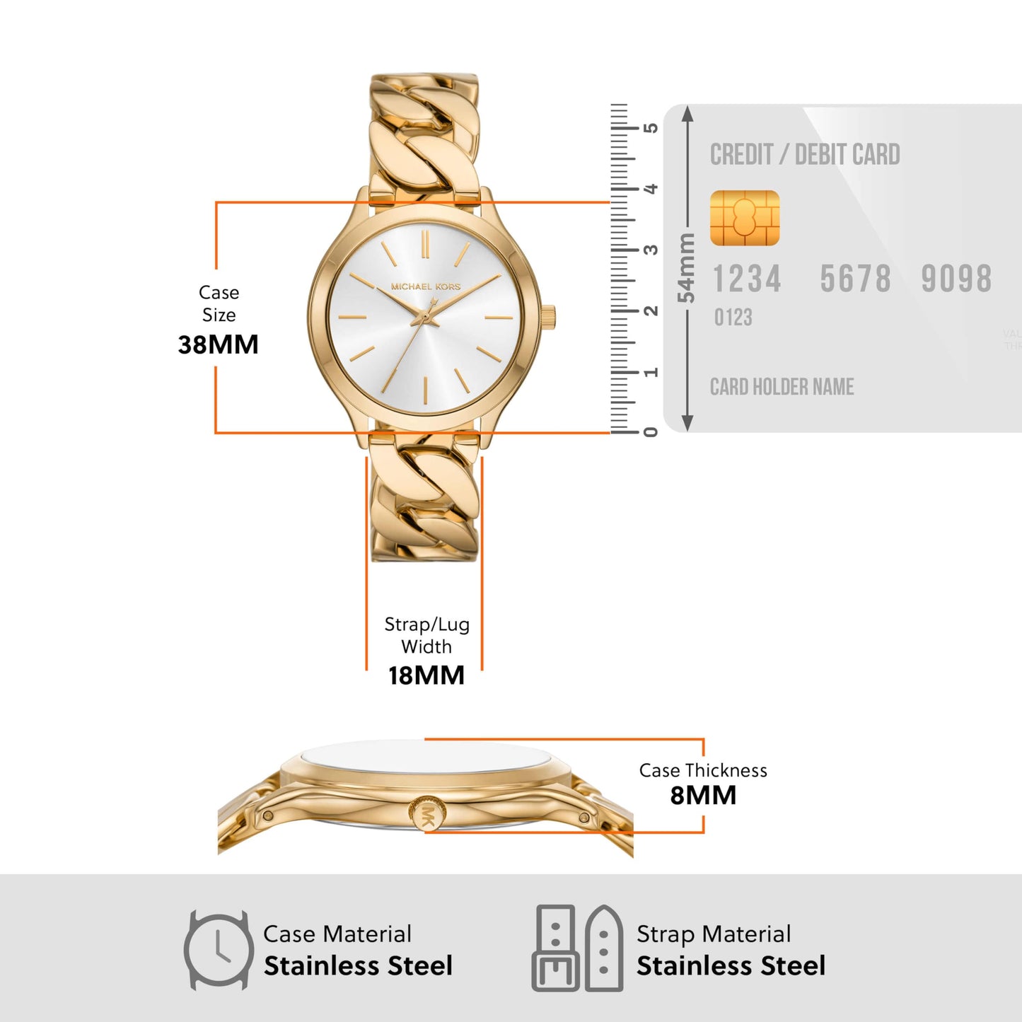 Michael Kors Stainless Steel Analog White Dial Women Watch-Mk7472, Gold Band
