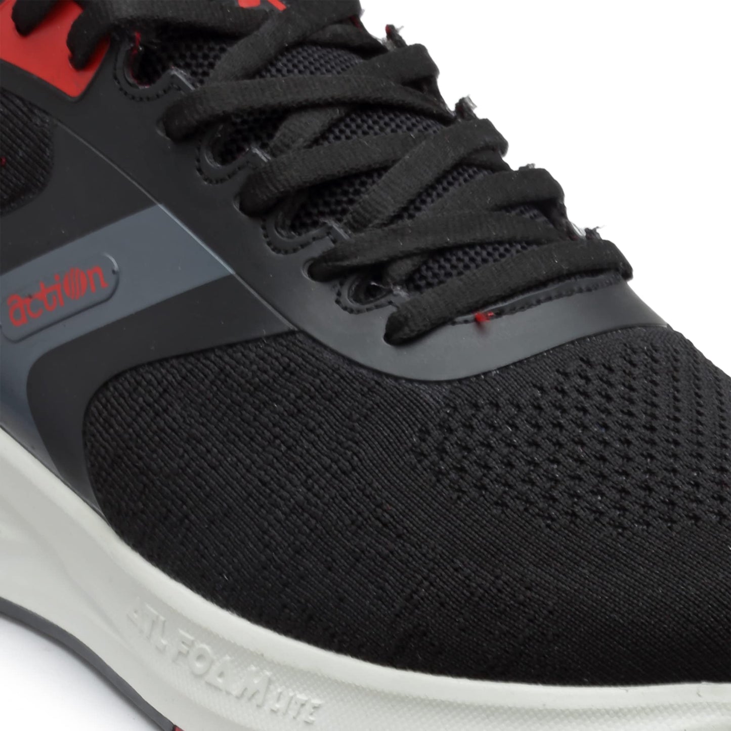 Action Athleo ATG-709 Men's Black Red Mesh Breathable/Lightweight/Comfort/Walking/Gym/Outdoor/Trendy Running Shoe