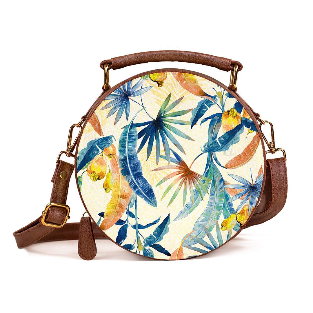 Kalankit Round Sling Bag for Women | Lightweight Vegan Leather Crossbody | Stylish Compact Purse | Crossbody Bags for Women | Valentine Gift for Girlfriend | Perspective Of Nature