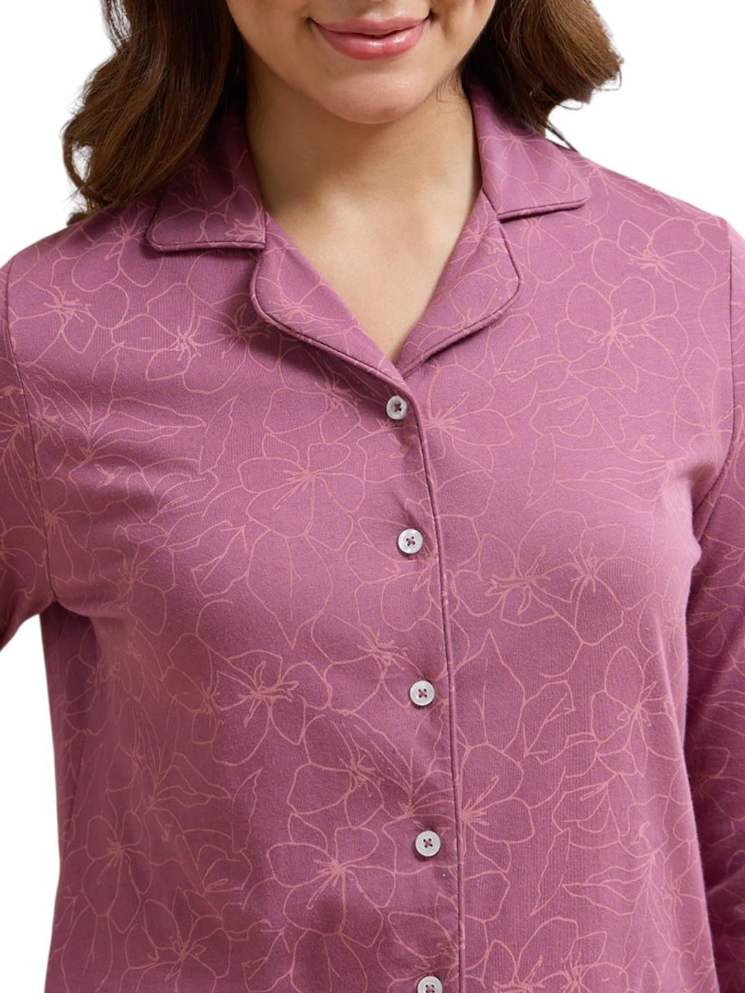 Amante Pink Printed Cotton Women Nightsuit