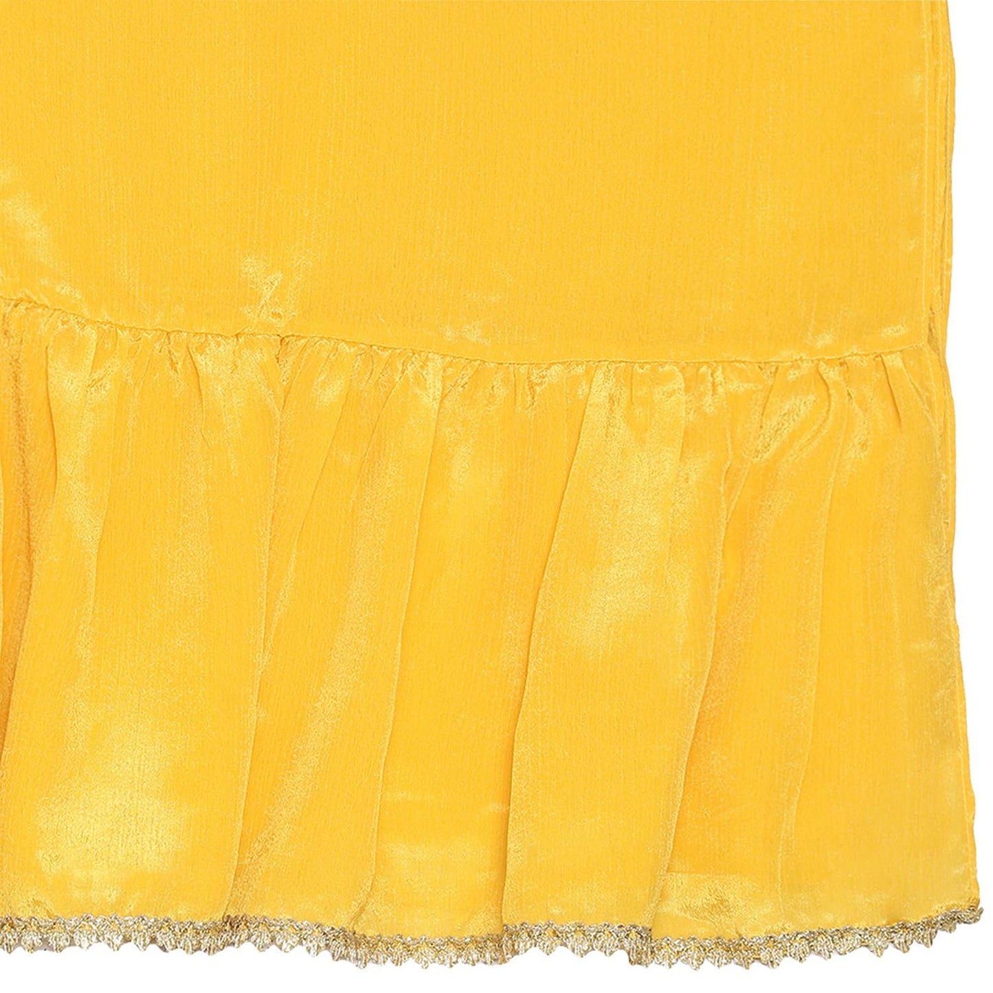 BIBA Polyester Girls Solid; Embroidred Short Kurta Set Kid(Kw5444_Yellow_11)