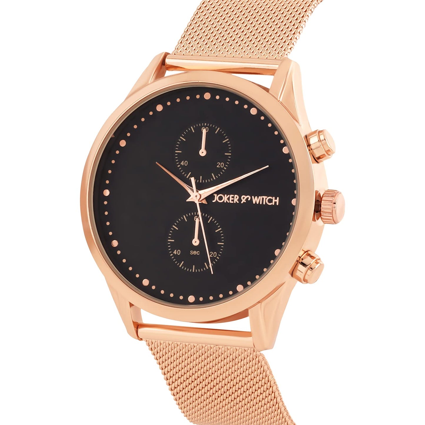 Joker & Witch Quant 44mm Rose Gold Dial 22mm Rose Gold Steel Mesh Watch for Men