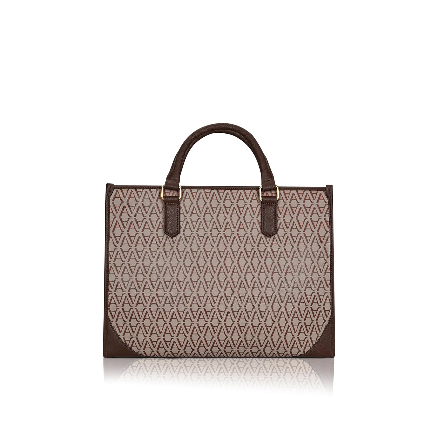 Accessorize London Women's Brown Bette Monogram Large Sized Tote Bag With Adjustable Strap And Top Handles| Fits Upto 15 Inch Laptop | Tote Laptop Bag for Work| Stylish Shoulder Bag | Gift For Women