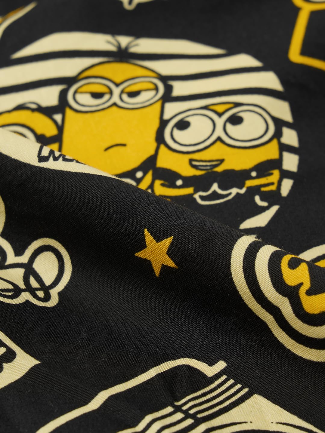 The Souled Store Minions: Moods Men and Boys Black All Over Printed Pull On Regular Fit Cotton Pajamas