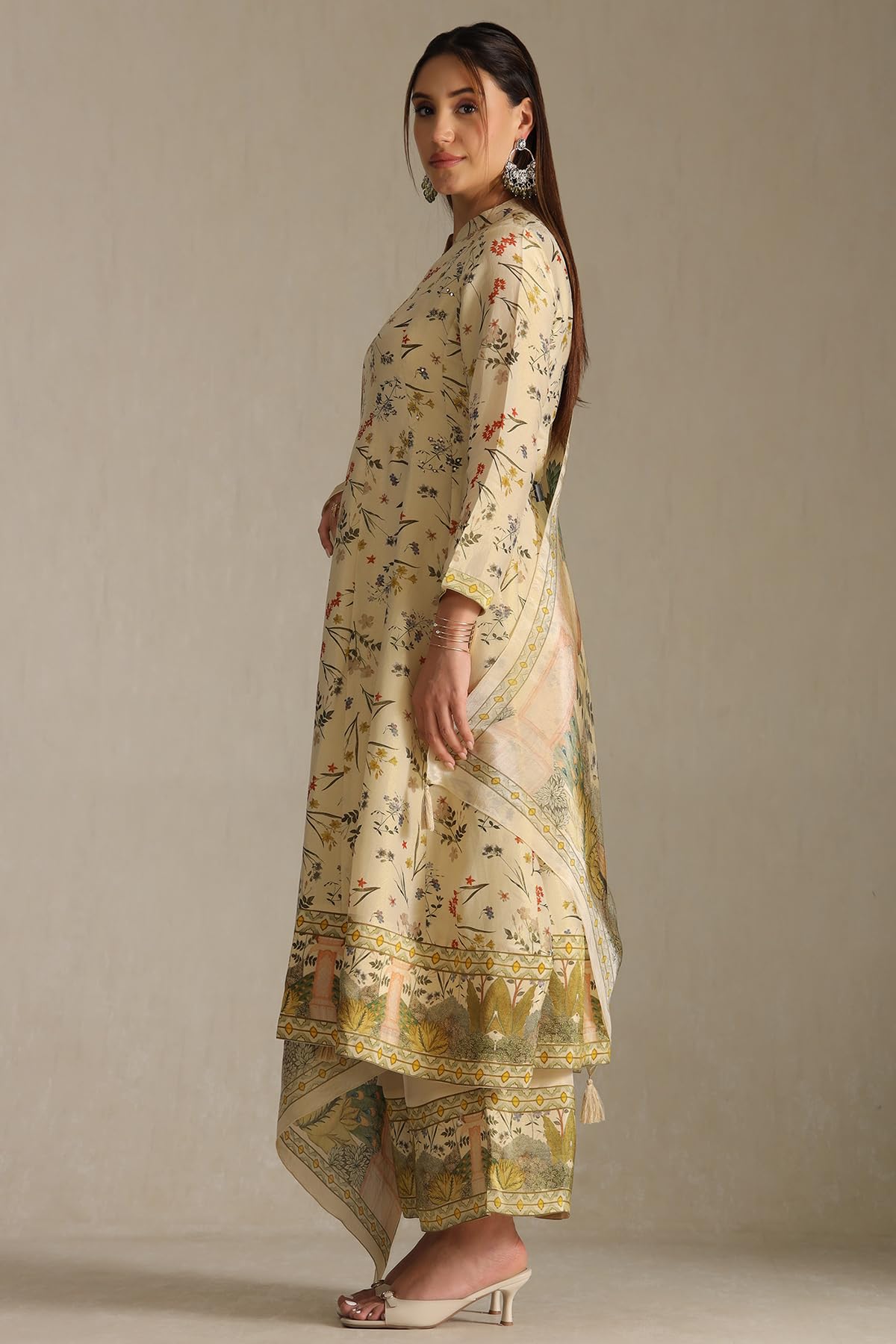 Soch Womens Tissue Botanical Print Suit Set With Sequins