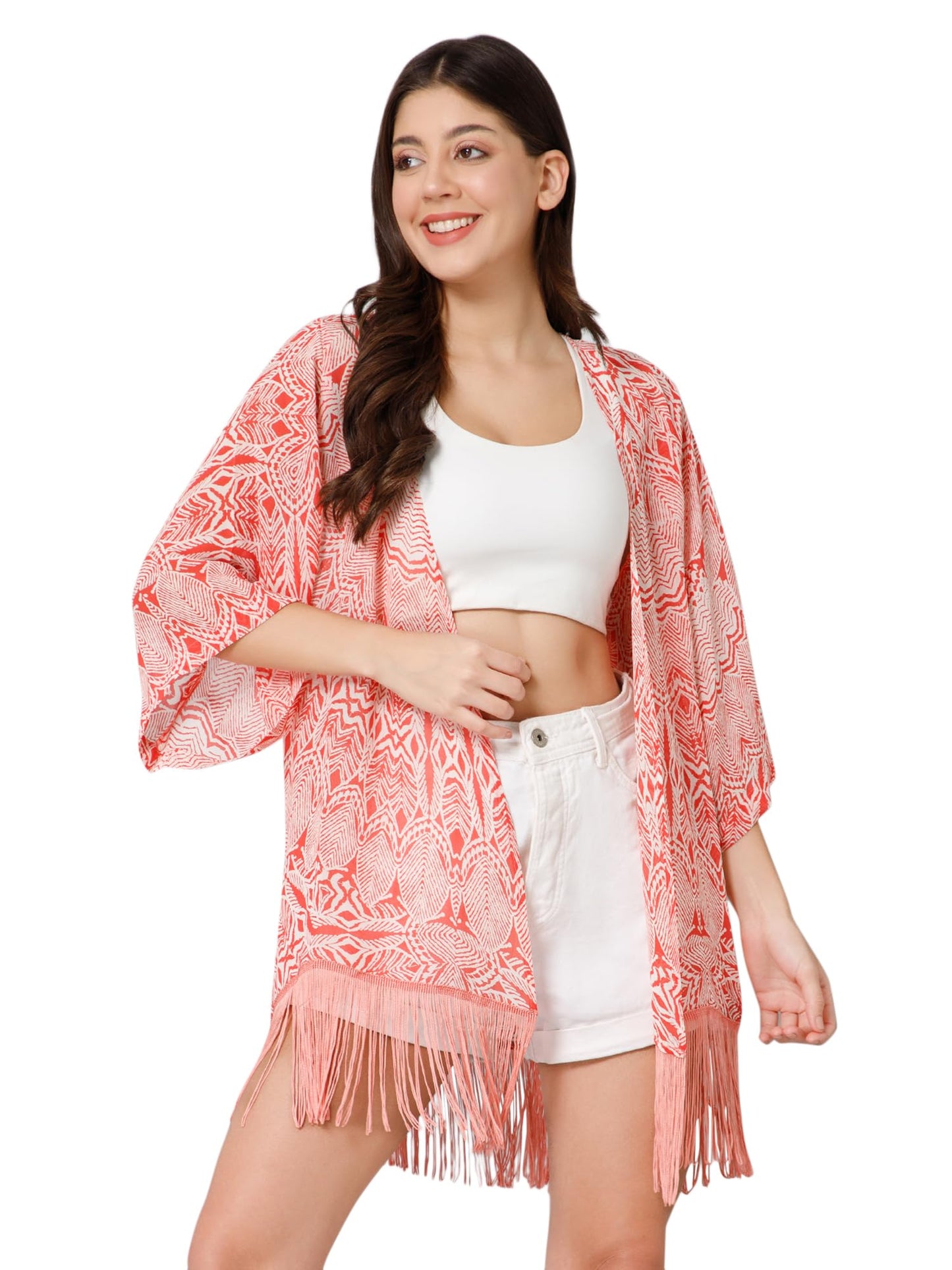 Purys Women's Pink Casual Shrug