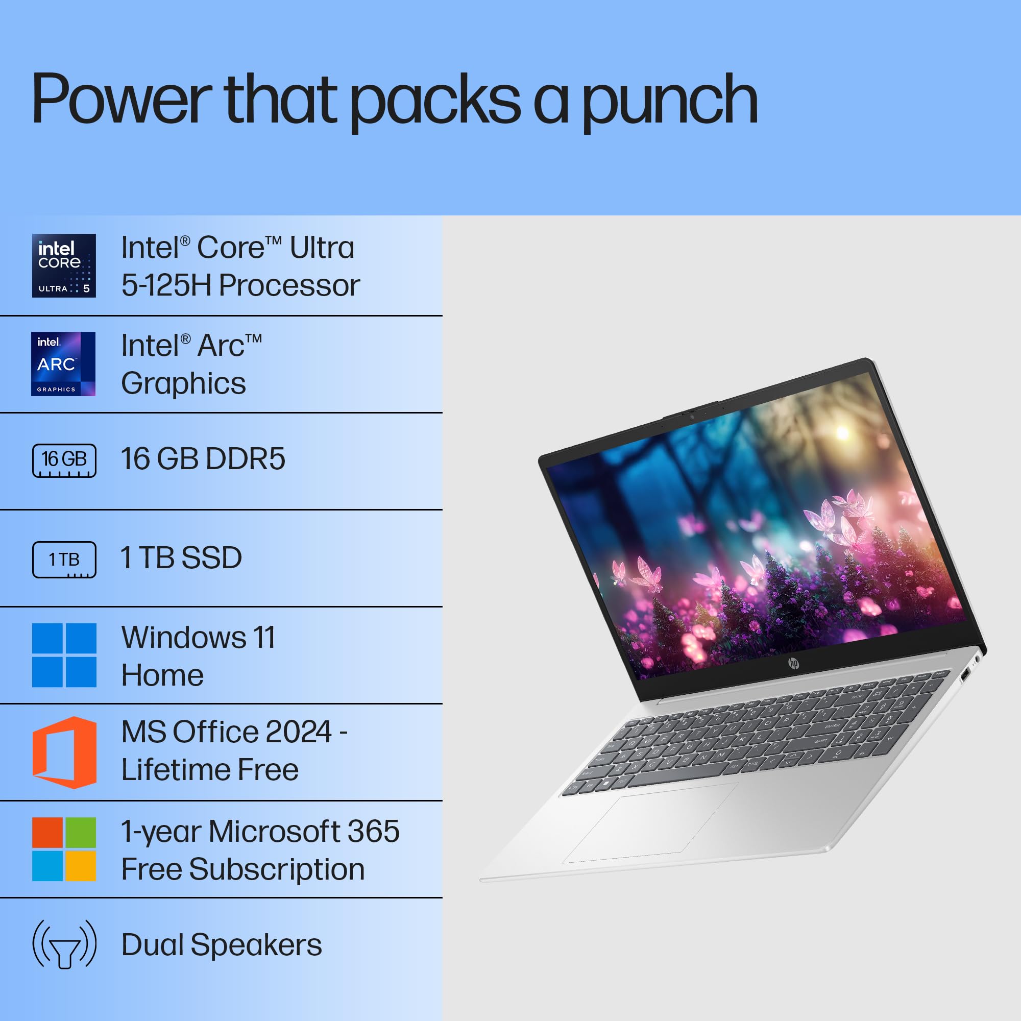HP 15, Intel Core Ultra 5 125H Laptop (16GB DDR5,1TB SSD) IPS