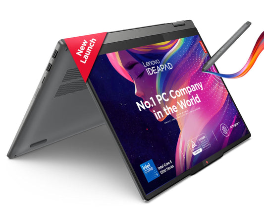 Lenovo Ideapad 5 2-in-1 Intel Core 5 120U 14" (35.5cm) WUXGA IPS 300Nits Convertible Laptop (16GB/512GB SSD/Win 11/Office 21/Backlit KB/FPR/FHD Camera/Alexa/3 Mon.Game Pass/Grey/1.6kg), 83DT004SIN