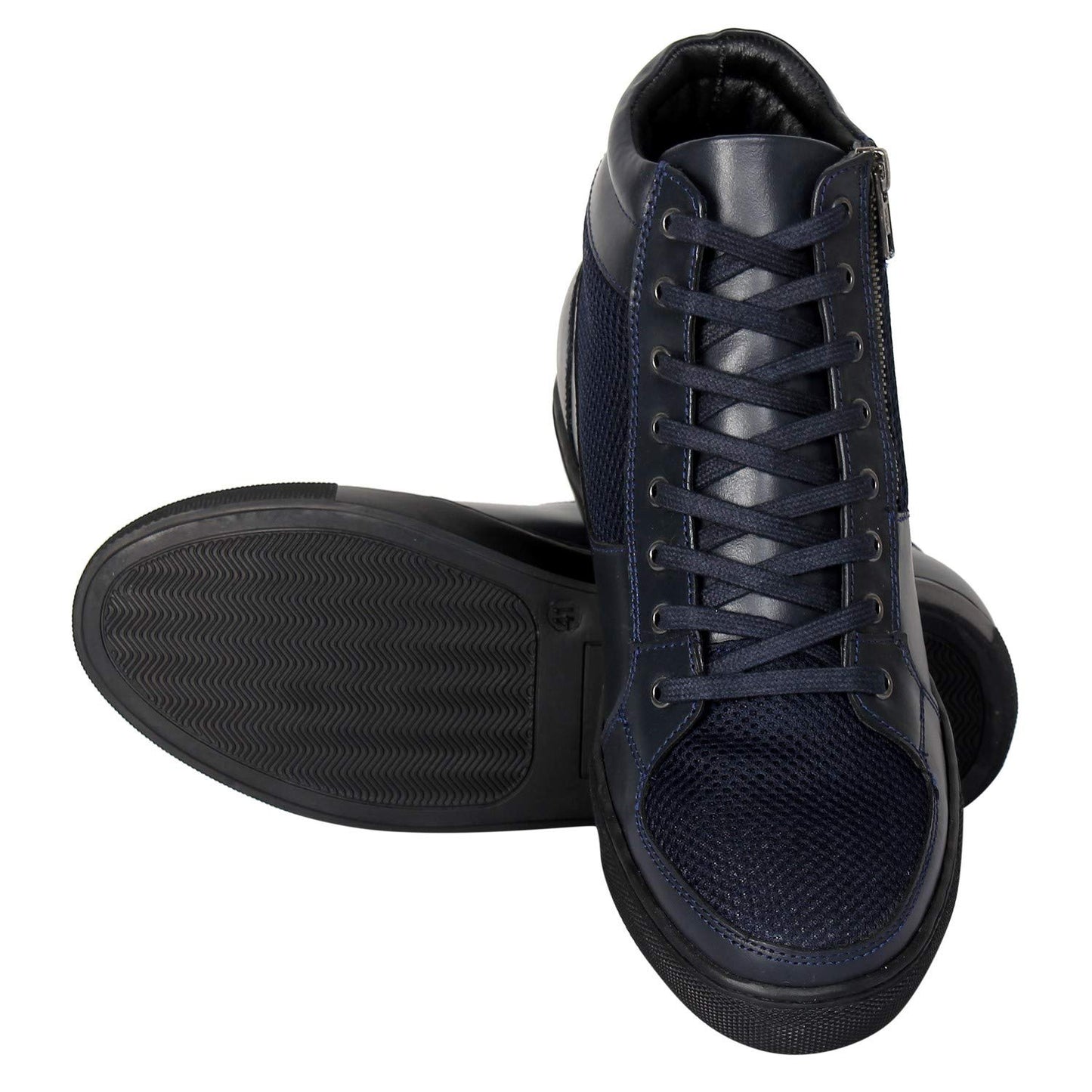 Celby Navy Blue Side Zip Sneakers with Hidden HeelStylish, Comfortable, and Durable Footwear for Everyday Wear