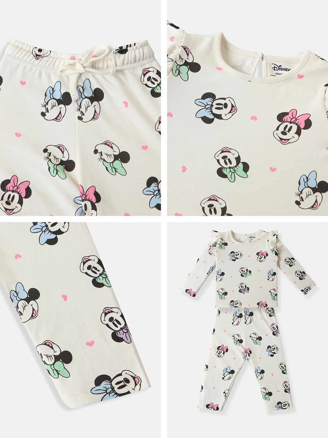 Nauti nati Girls Cotton Disney Printed T-shirt and Trackpant Co-ord Set